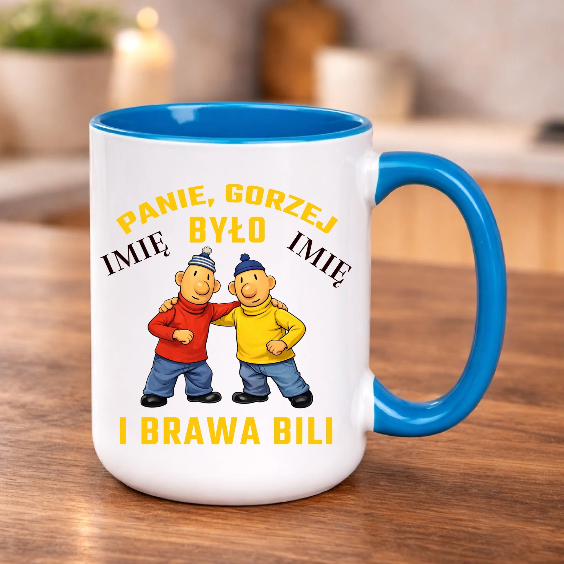 kubek z własnym nadrukiem 440ml personalizowane prezenty pl niebieski