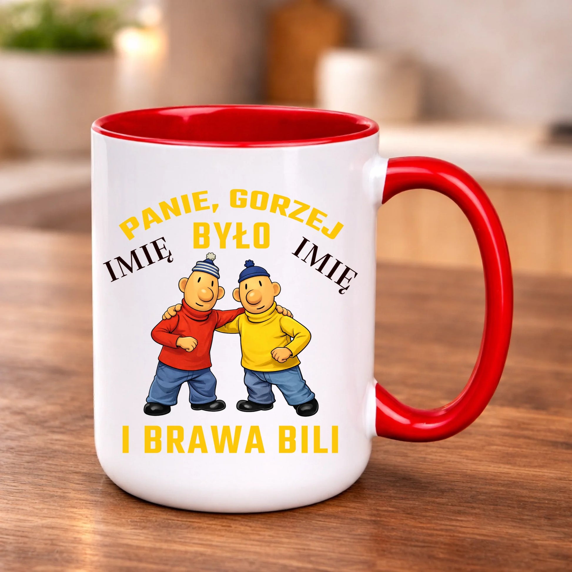 kubek z własnym nadrukiem 440ml personalizowane prezenty pl czerwony