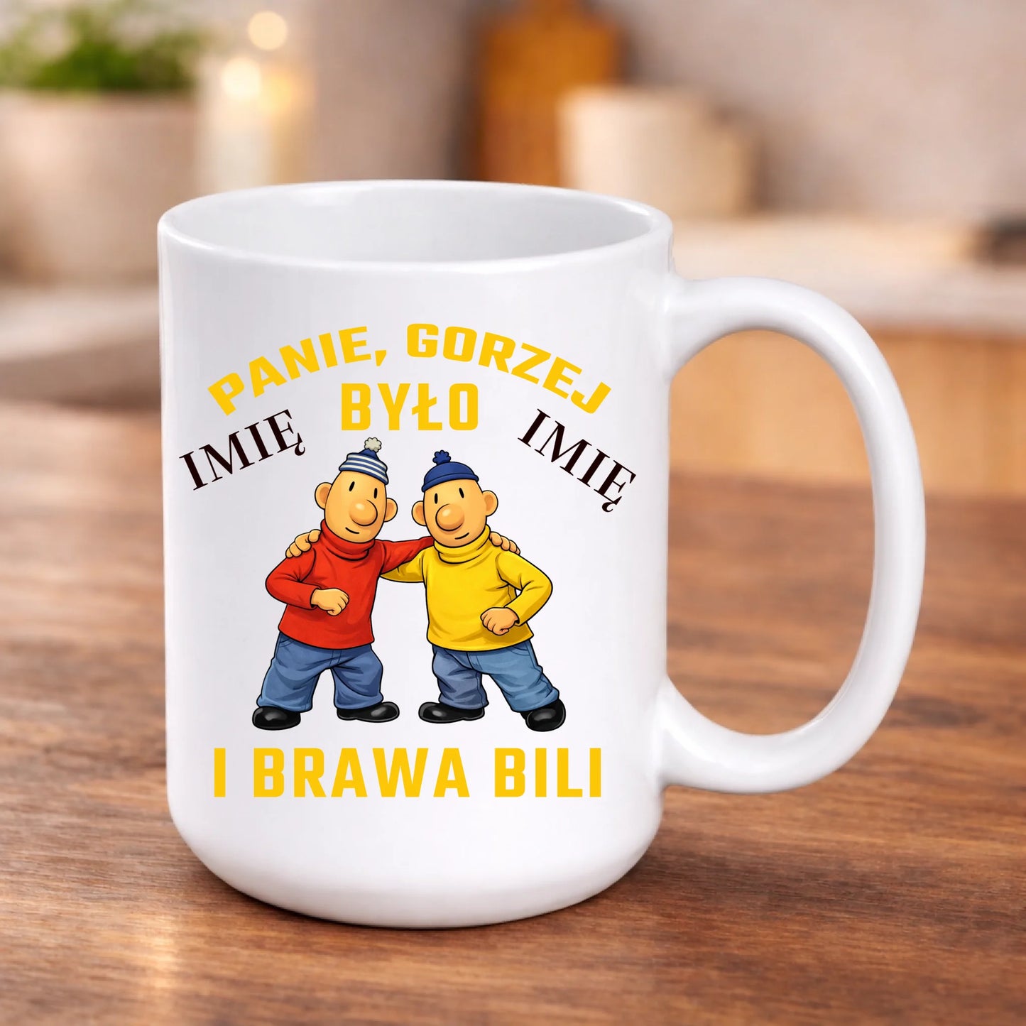 kubek z własnym nadrukiem 440ml personalizowane prezenty pl bialy