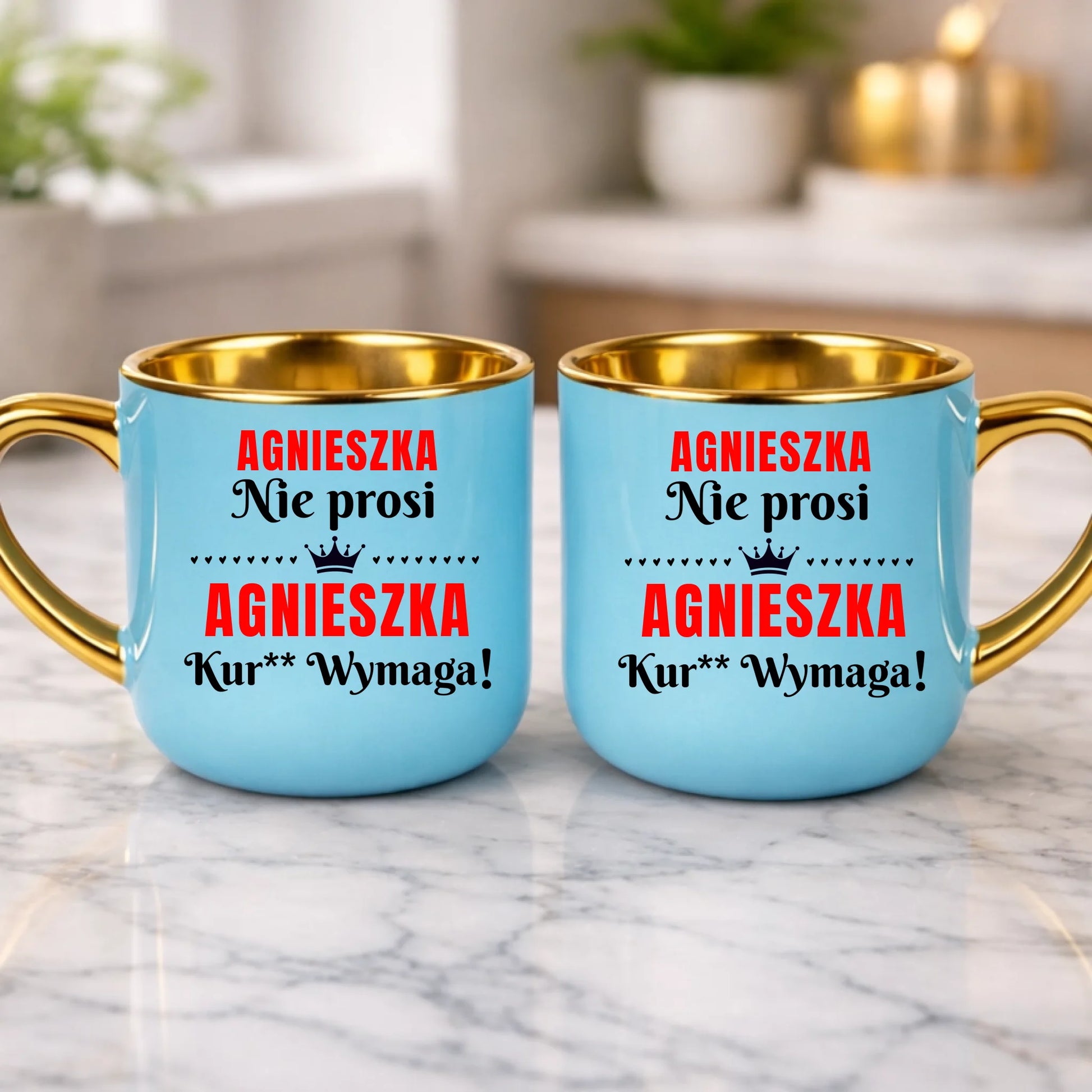 kubek z własnym nadrukiem 400ml personalizowane prezenty pl niebieski