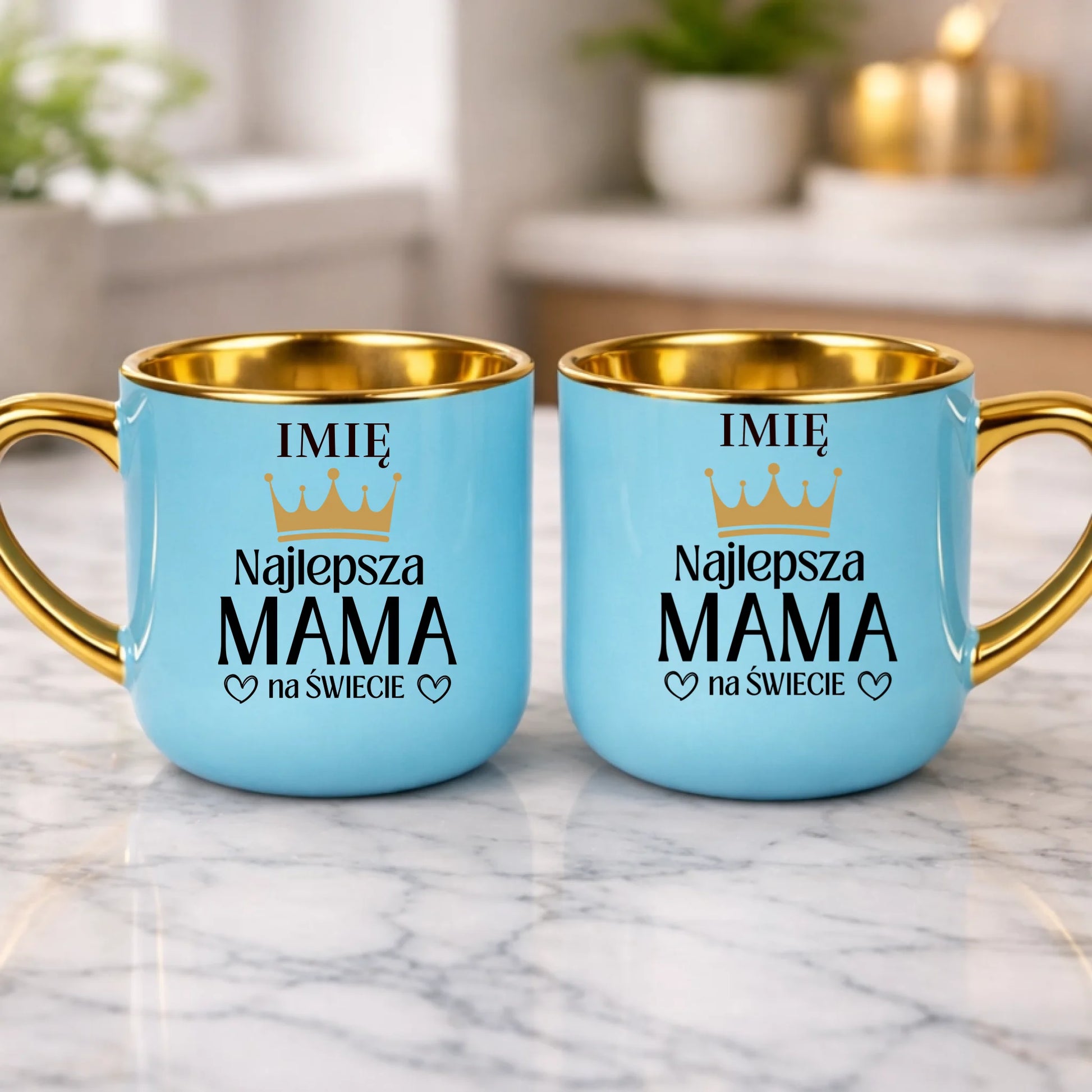 kubek z własnym nadrukiem 400ml personalizowane prezenty pl niebieski