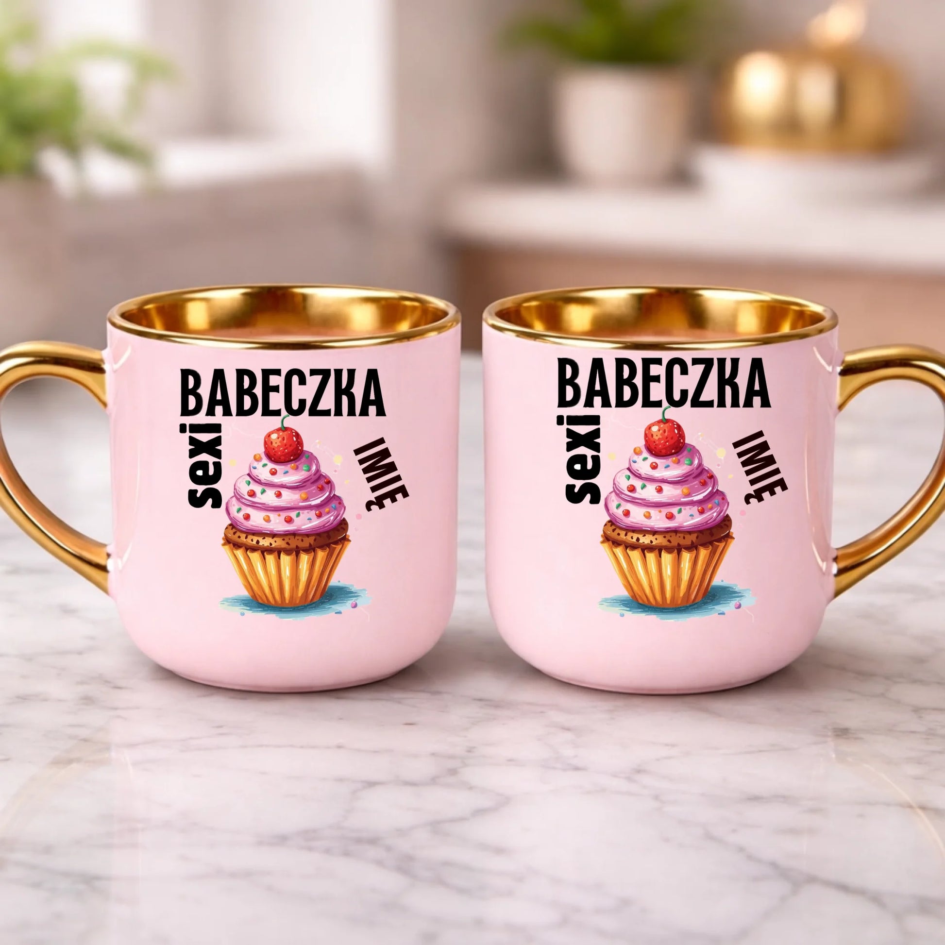 kubek z własnym nadrukiem 400ml personalizowane prezenty pl różowy