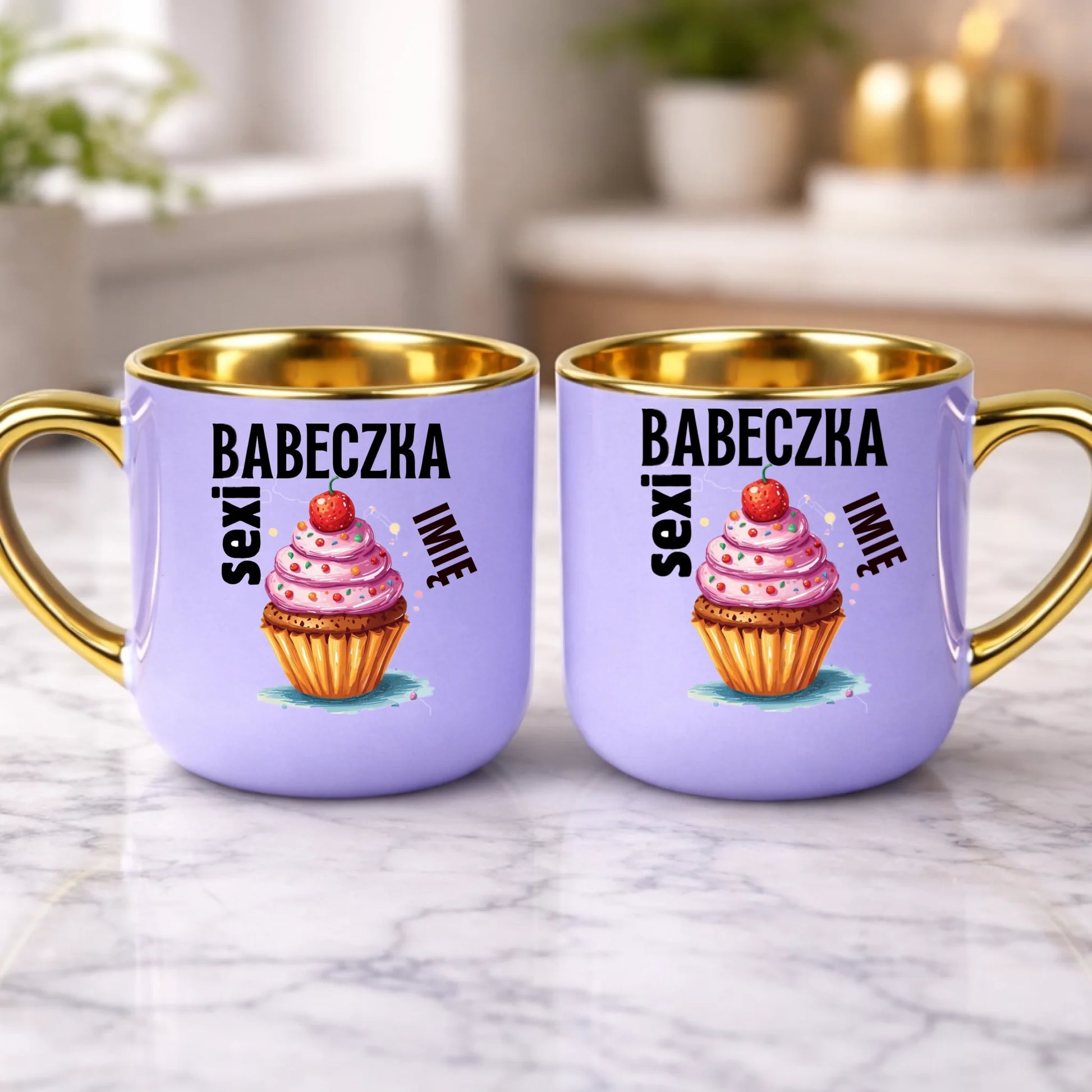 kubek z własnym nadrukiem 400ml personalizowane prezenty pl fioletowy