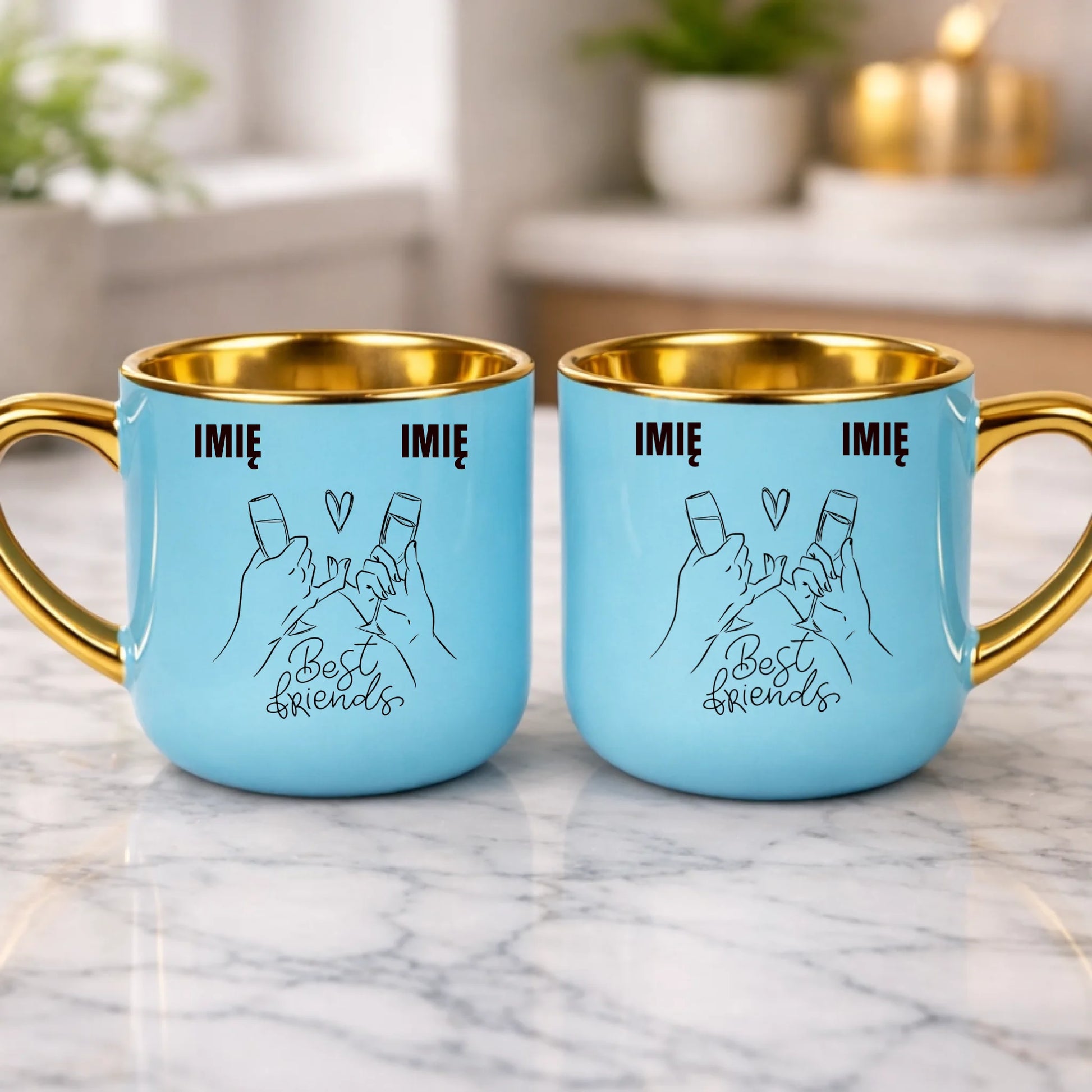 kubek z własnym nadrukiem 400ml personalizowane prezenty pl niebieski