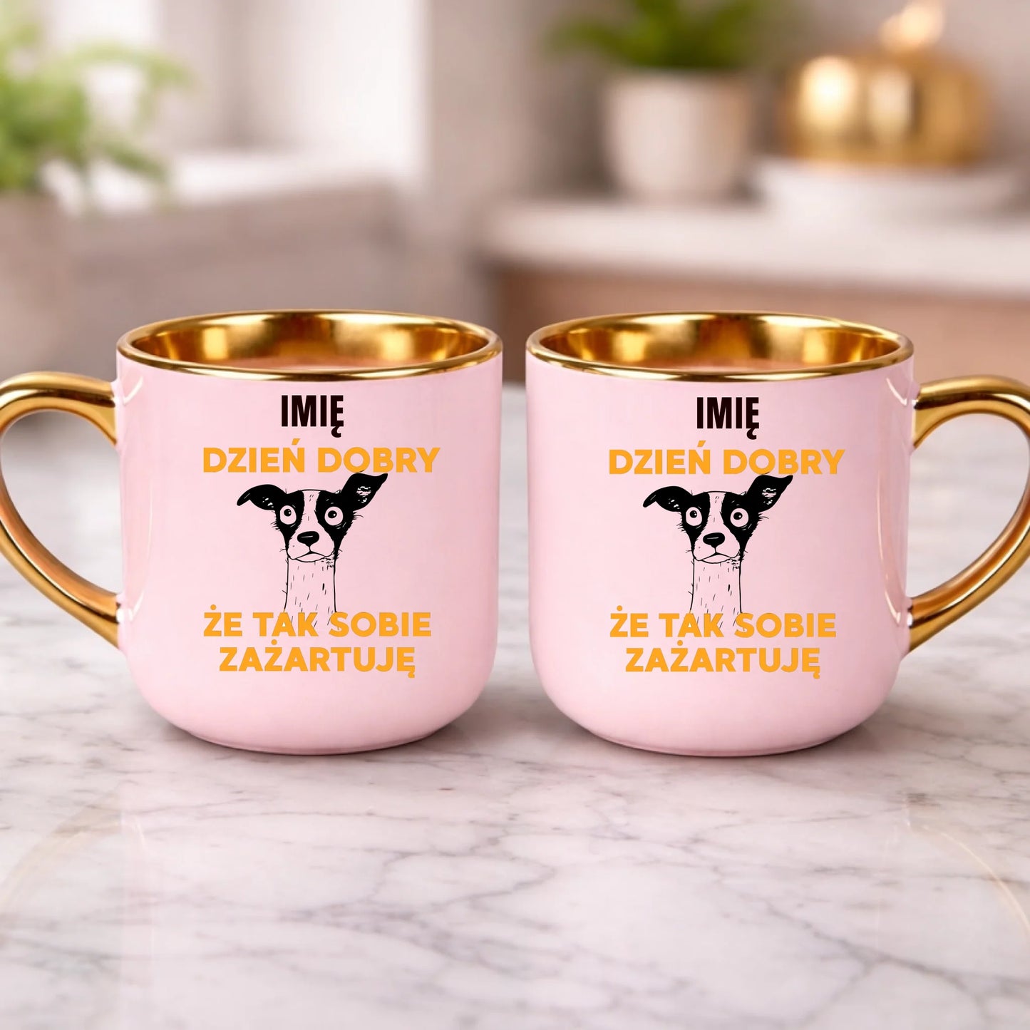kubek z własnym nadrukiem 400ml personalizowane prezenty pl różowy