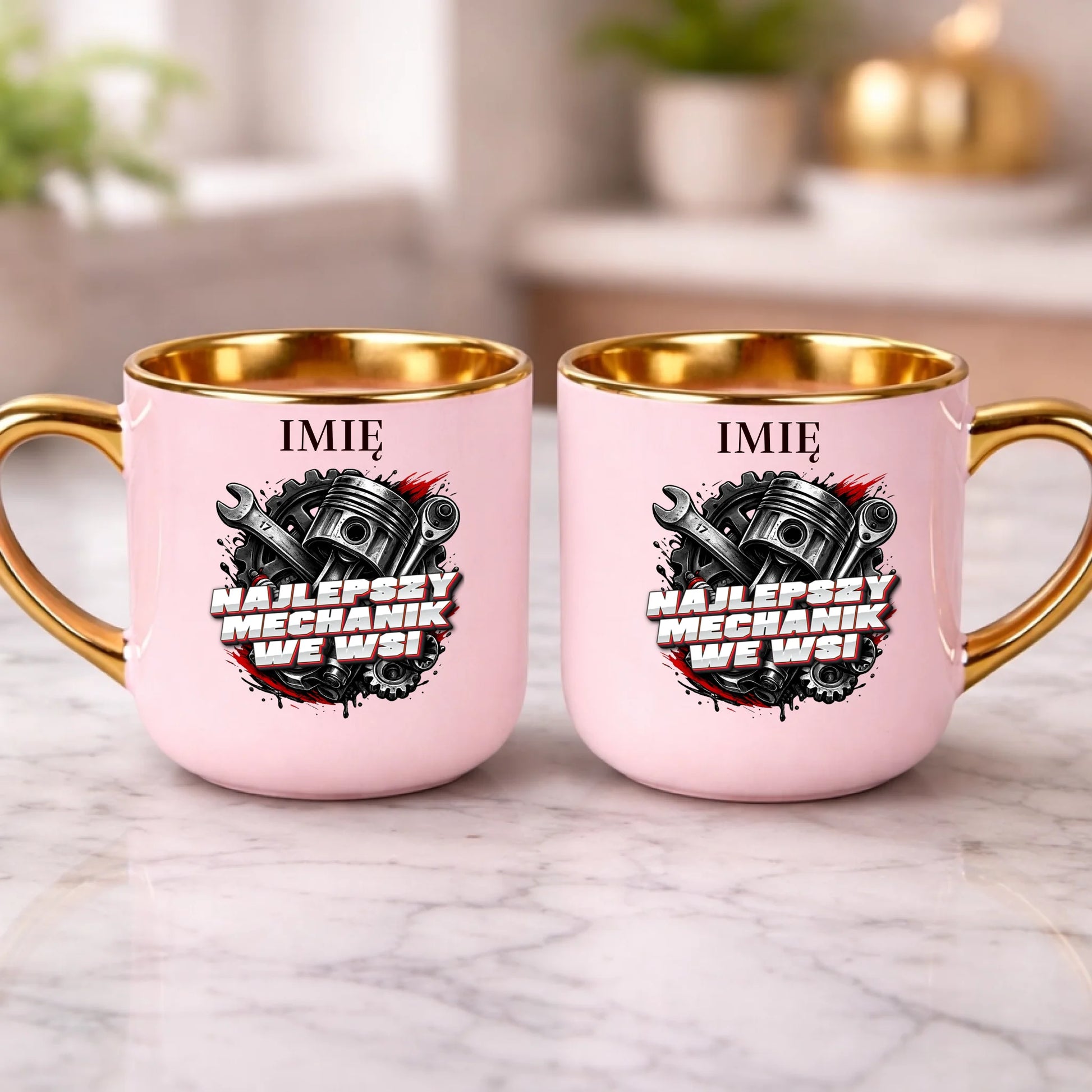 kubek z własnym nadrukiem 400ml personalizowane prezenty pl różowy