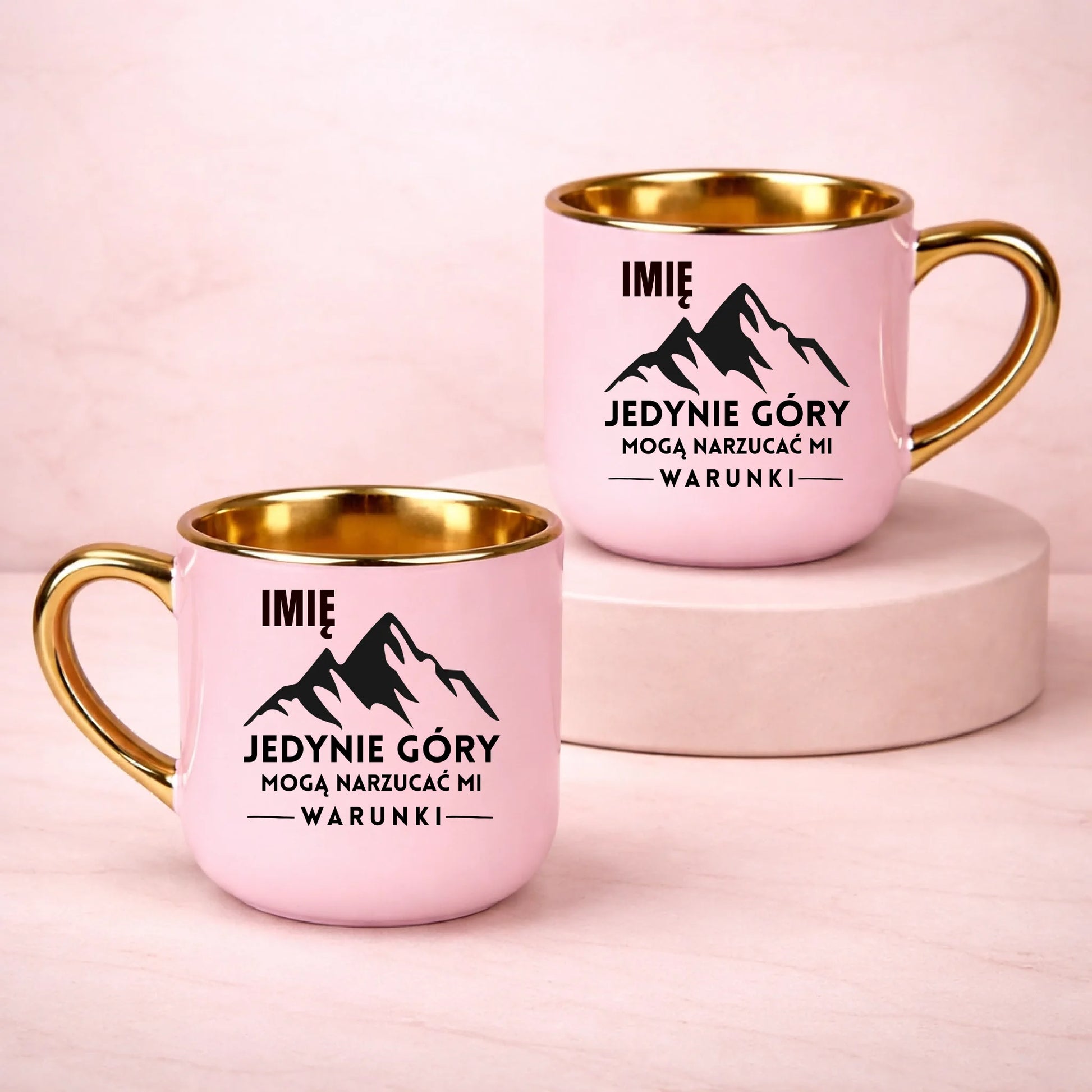 kubek z własnym nadrukiem 400ml personalizowane prezenty pl różowy