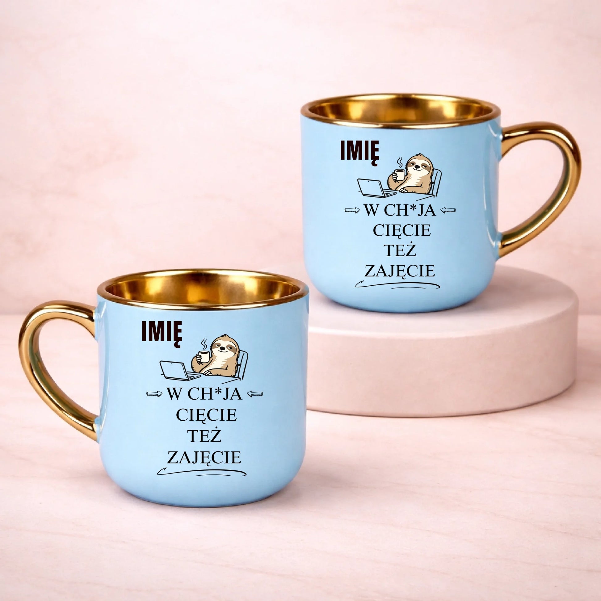 kubek z własnym nadrukiem 400ml personalizowane prezenty pl niebieski