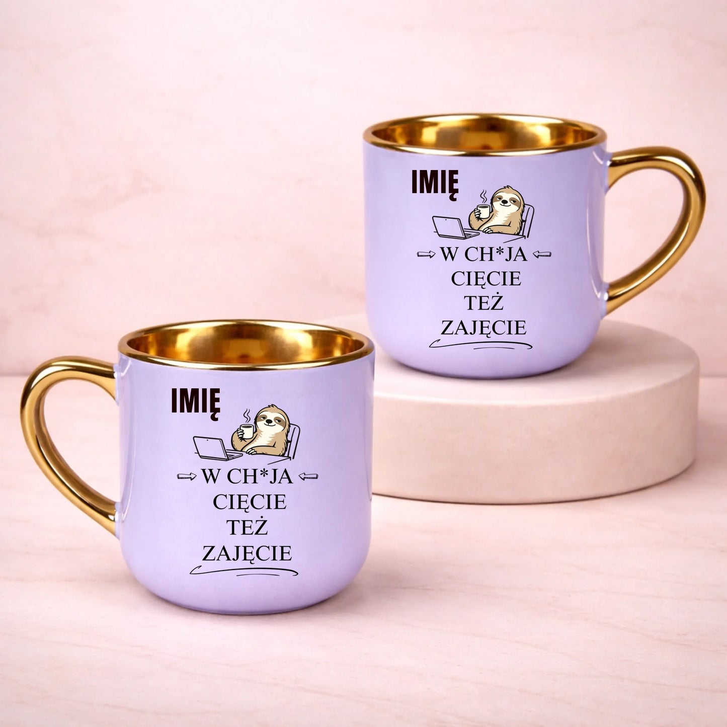 kubek z własnym nadrukiem 400ml personalizowane prezenty pl fioletowy