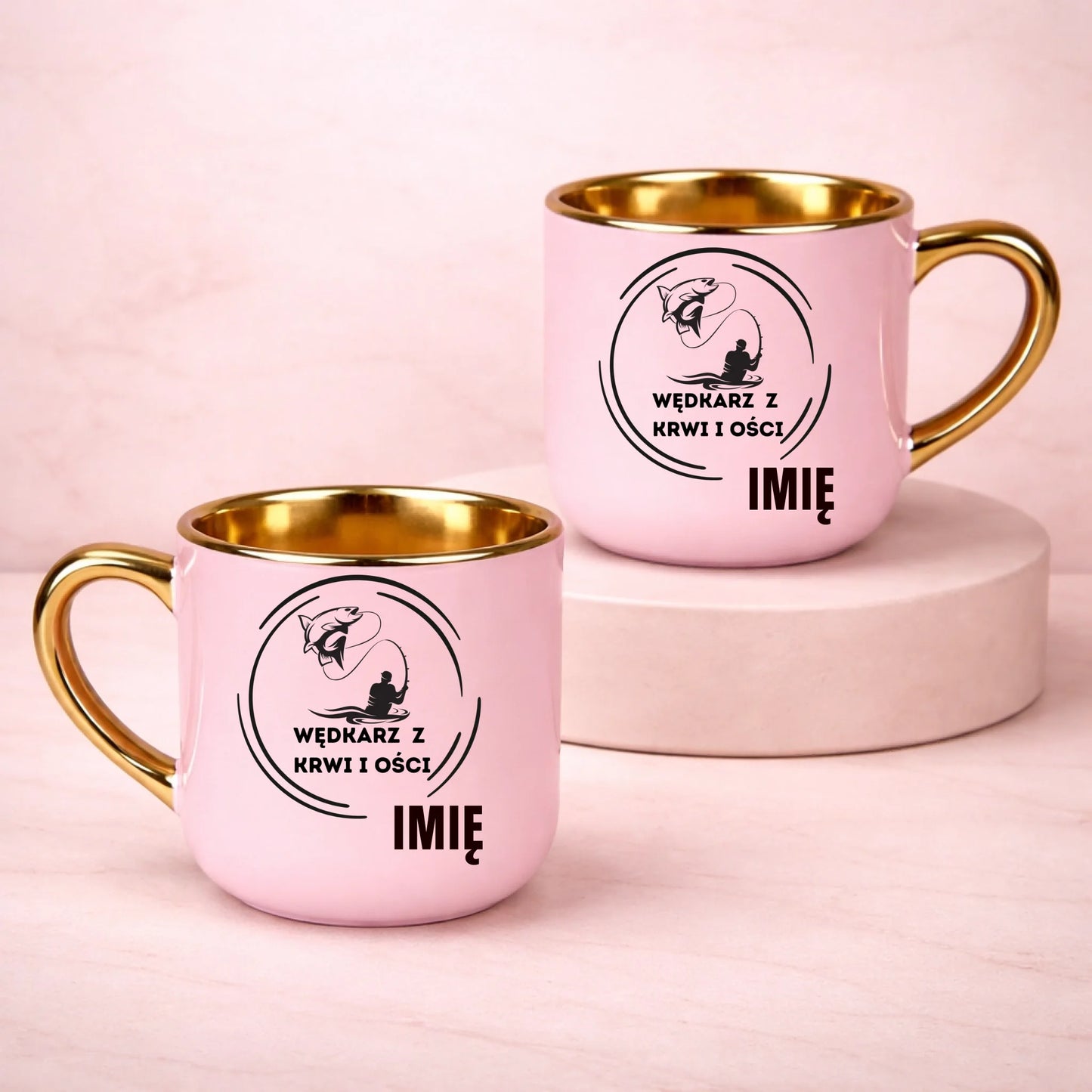 kubek z własnym nadrukiem 400ml personalizowane prezenty pl różowy