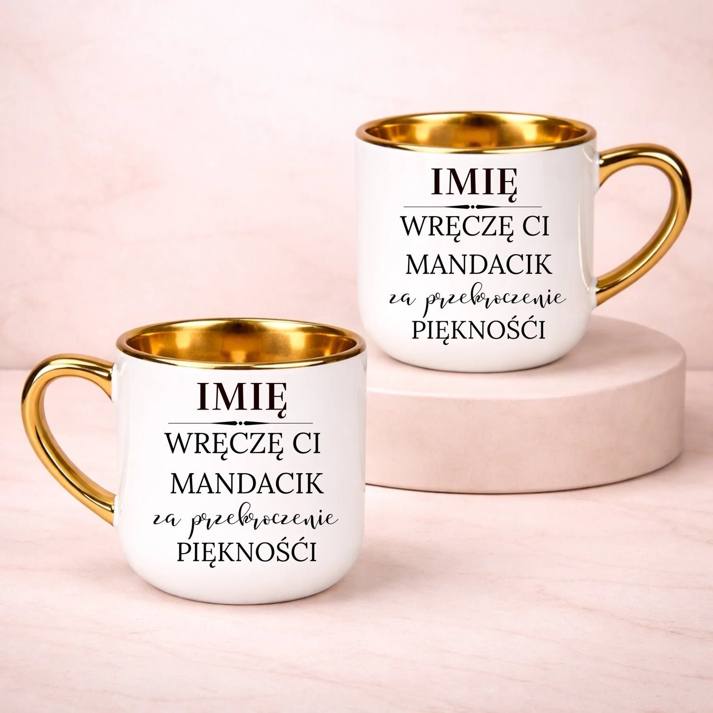 kubek z własnym nadrukiem 400ml personalizowane prezenty pl bialy