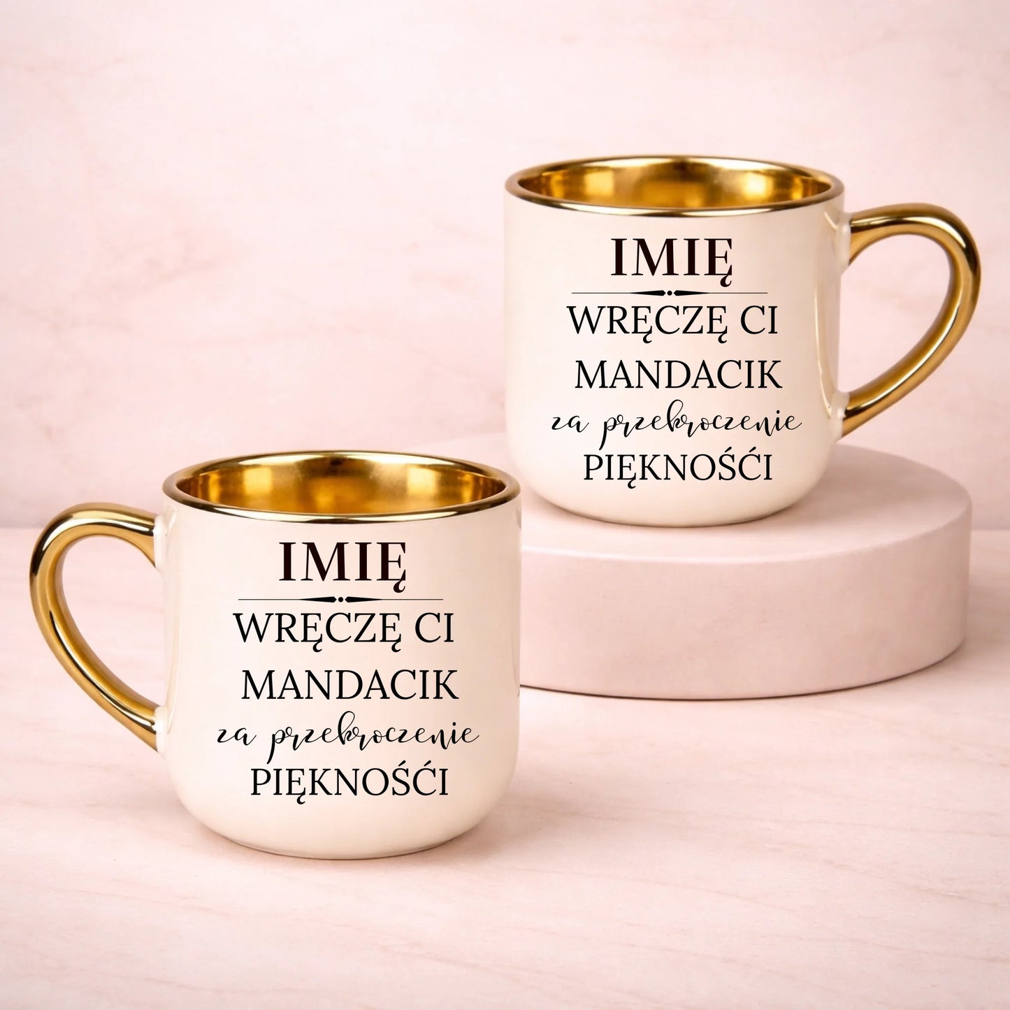 kubek z własnym nadrukiem 400ml personalizowane prezenty pl kremowy
