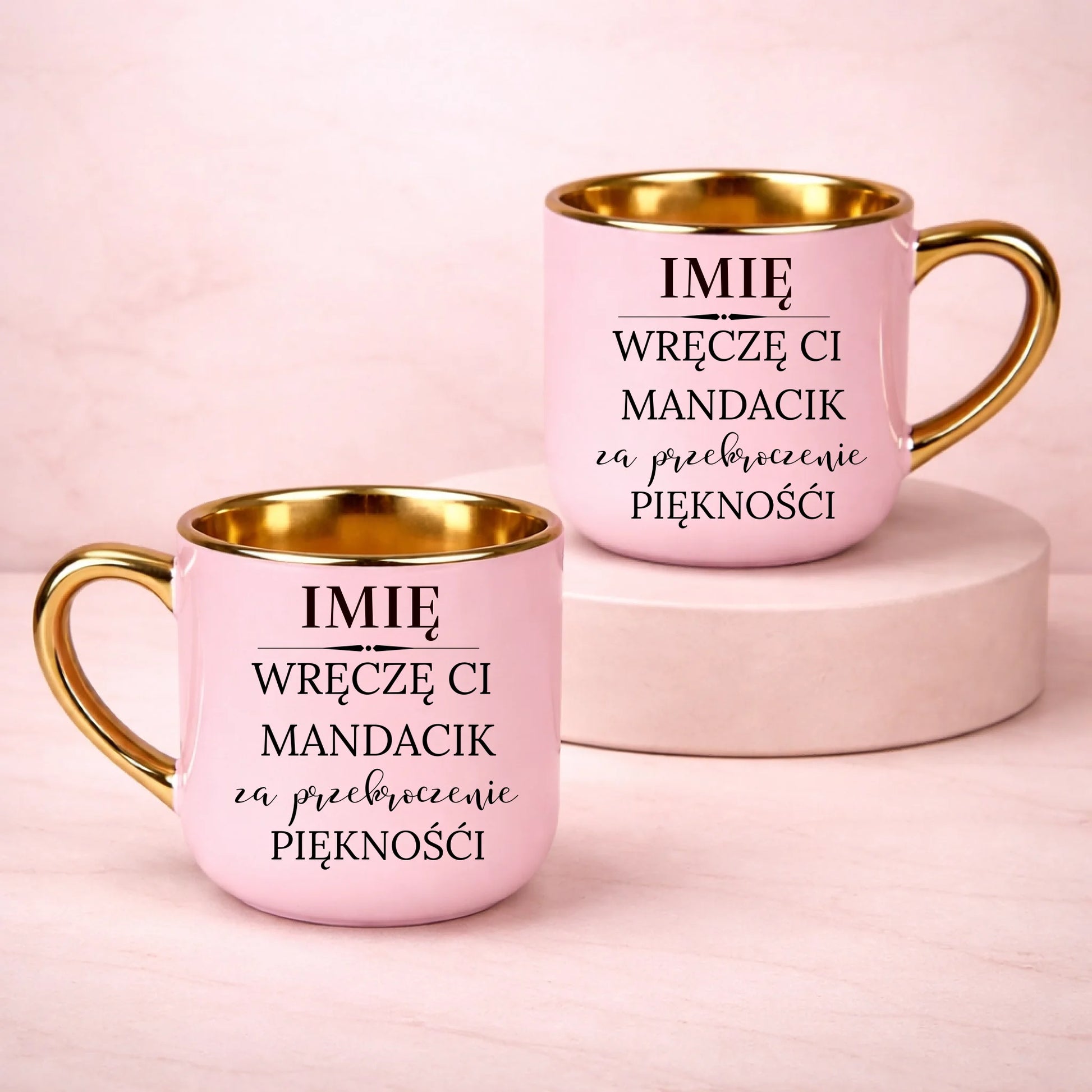 kubek z własnym nadrukiem 400ml personalizowane prezenty pl różowy