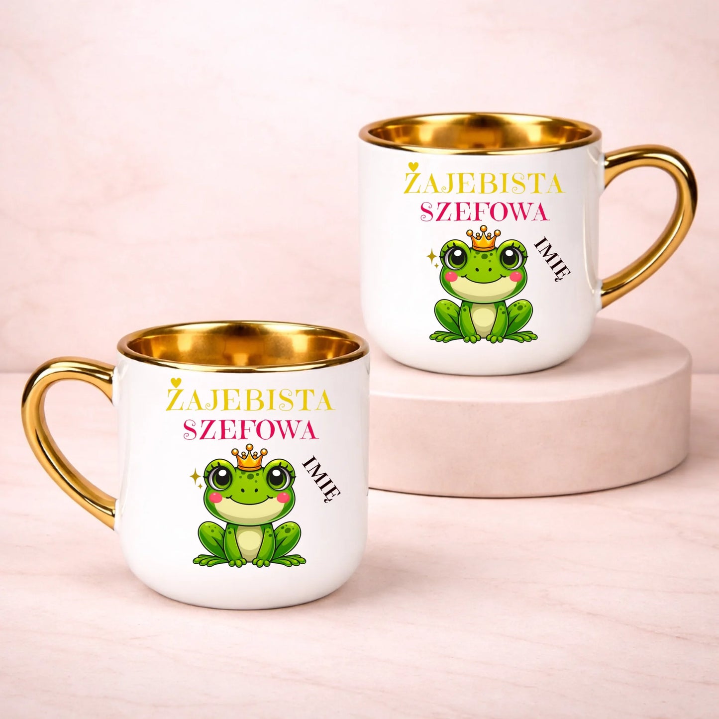 kubek z własnym nadrukiem 400ml personalizowane prezenty pl bialy