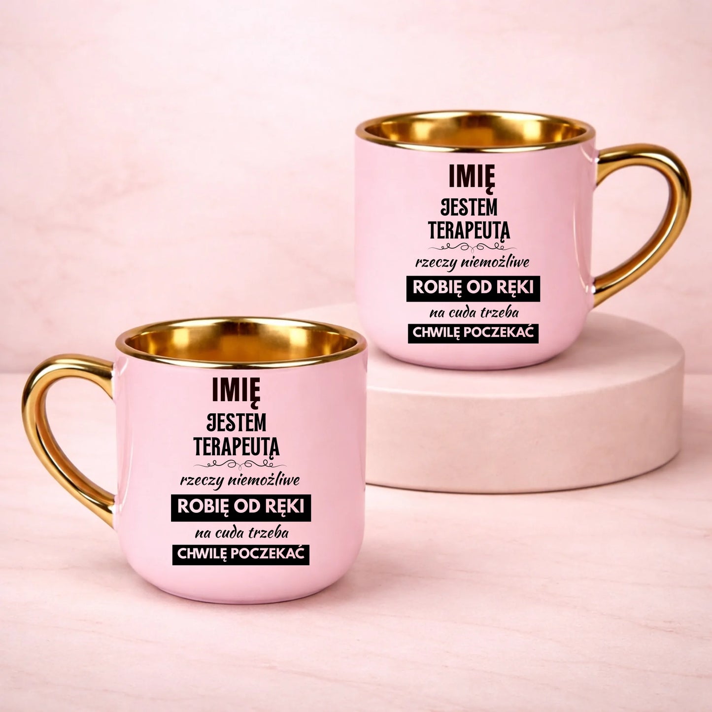 kubek z własnym nadrukiem 400ml personalizowane prezenty pl różowy
