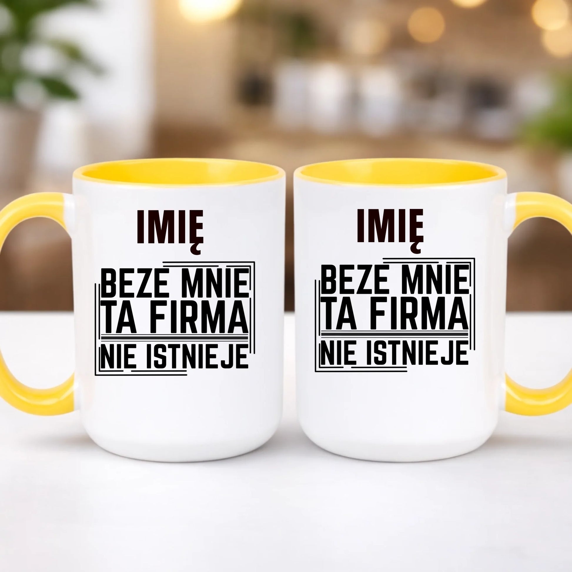 kubek z własnym nadrukiem 440ml personalizowane prezenty pl żółty