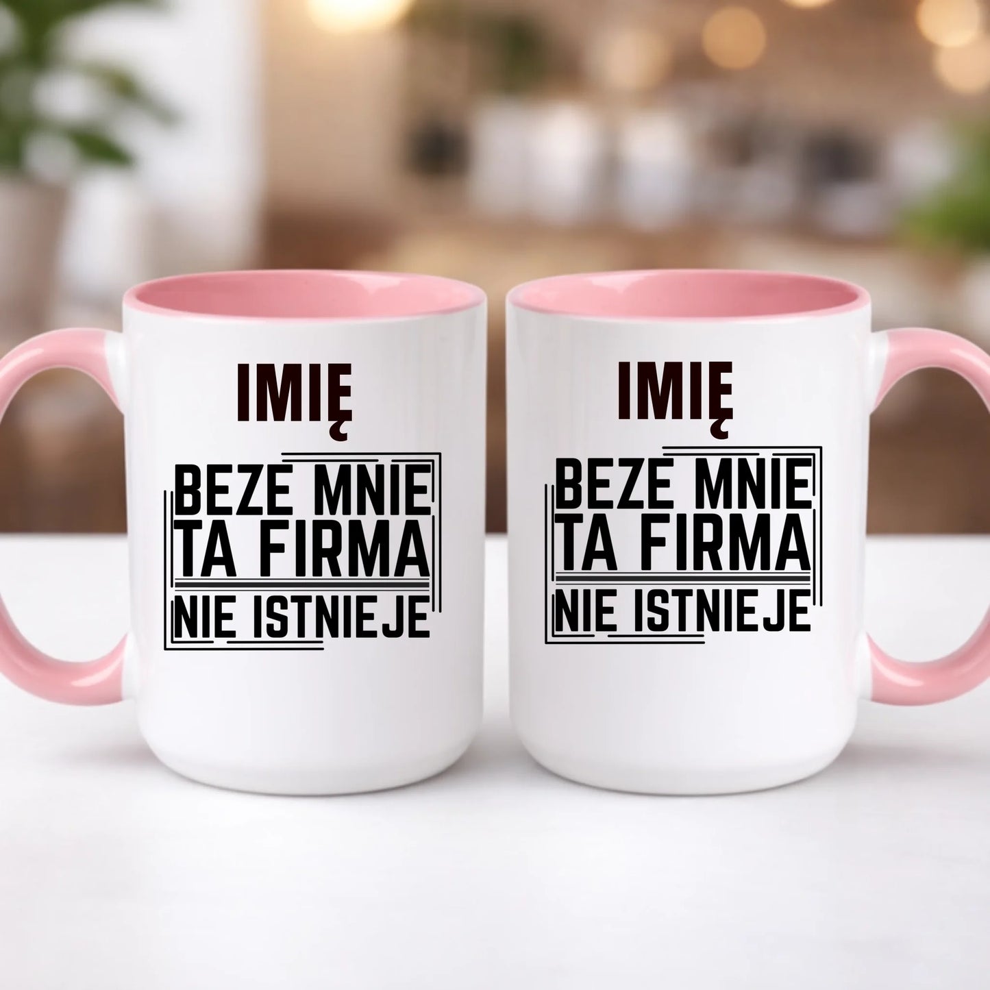 kubek z własnym nadrukiem 440ml personalizowane prezenty pl różowy