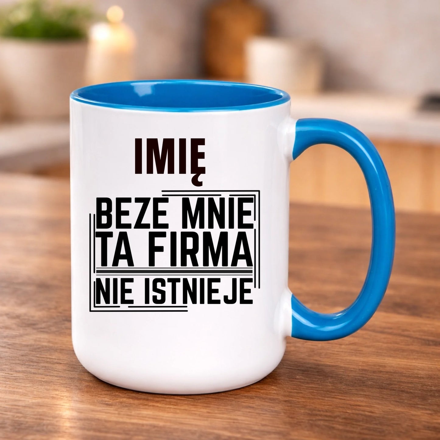kubek z własnym nadrukiem 440ml personalizowane prezenty pl niebieski