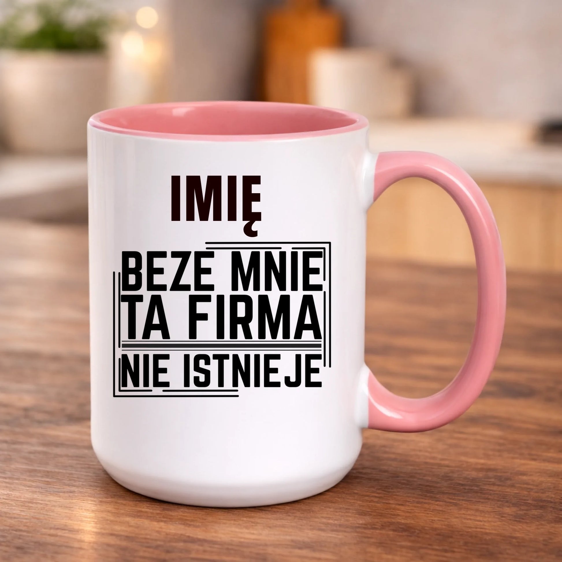 kubek z własnym nadrukiem 440ml personalizowane prezenty pl różowy