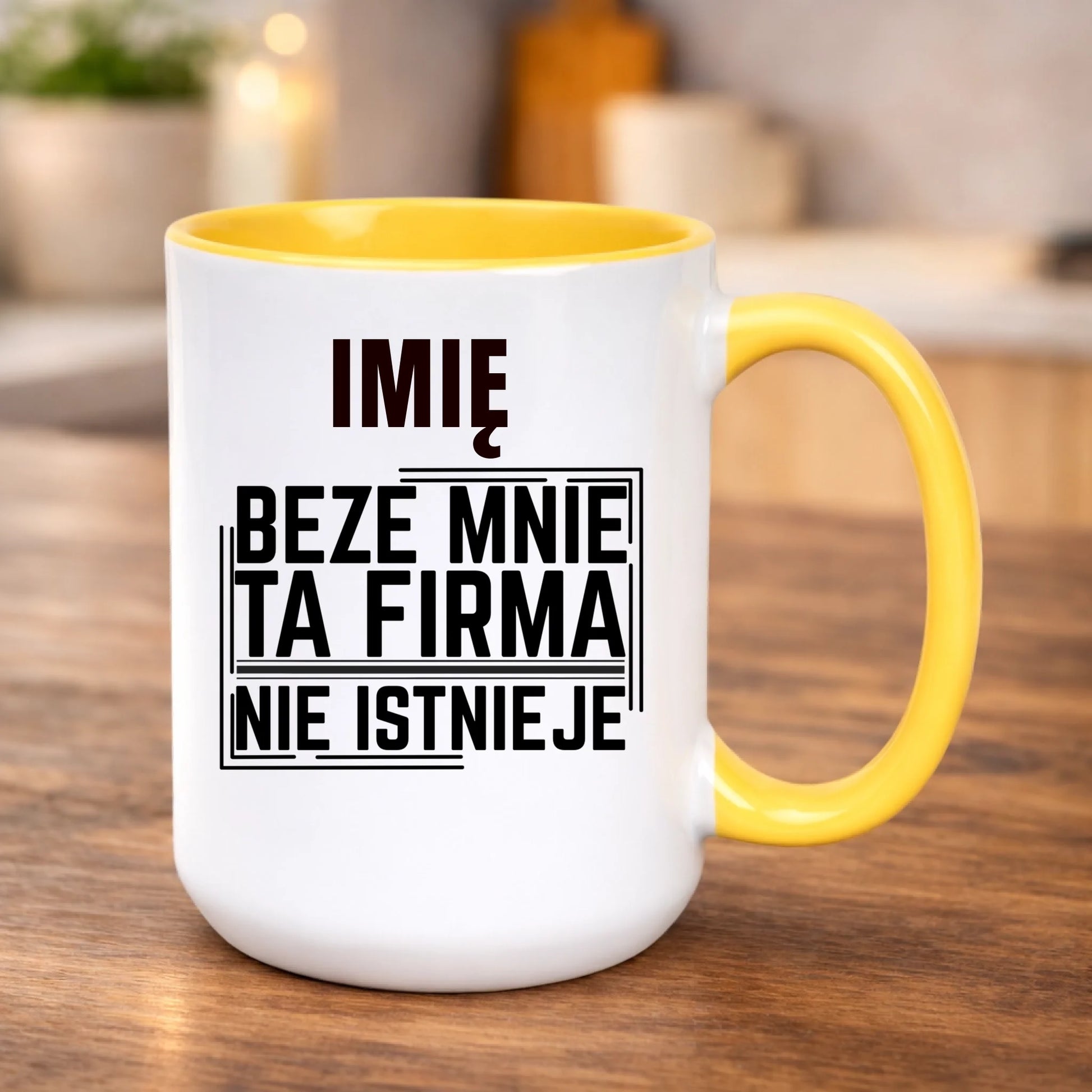 kubek z własnym nadrukiem 440ml personalizowane prezenty pl żółty