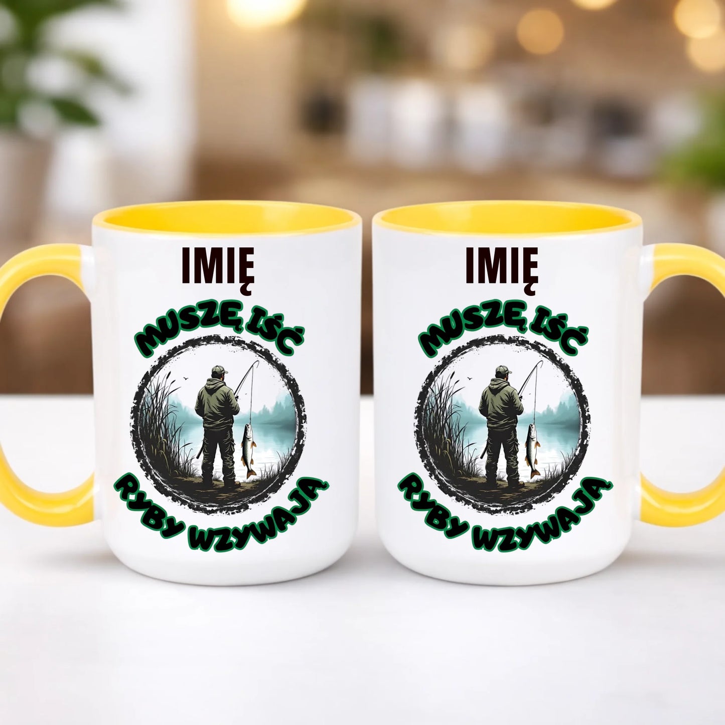 kubek z własnym nadrukiem 440ml personalizowane prezenty pl żółty