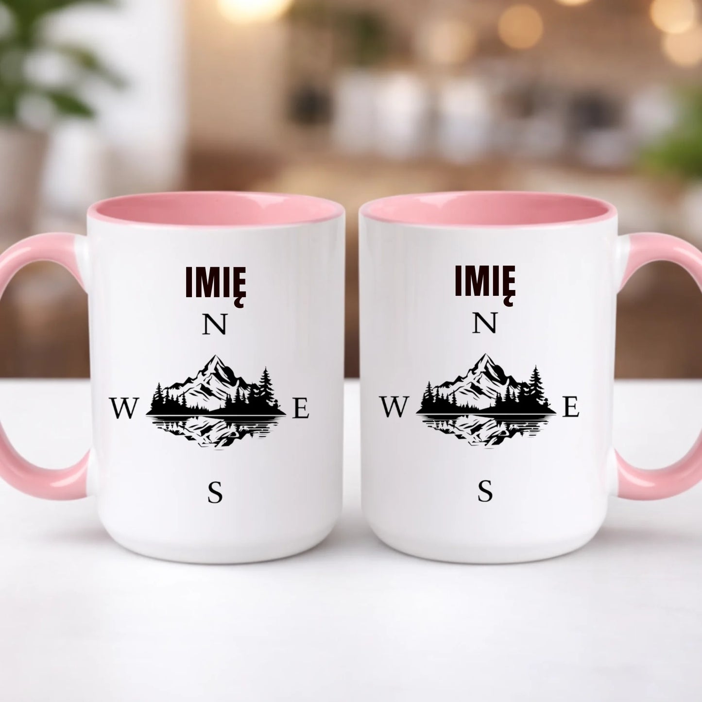 kubek z własnym nadrukiem 440ml personalizowane prezenty pl różowy