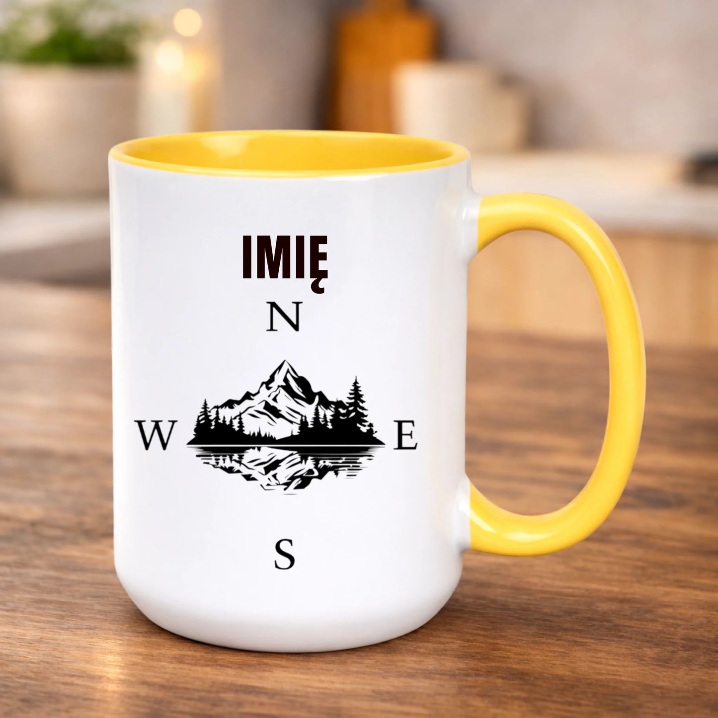 kubek z własnym nadrukiem 440ml personalizowane prezenty pl żółty