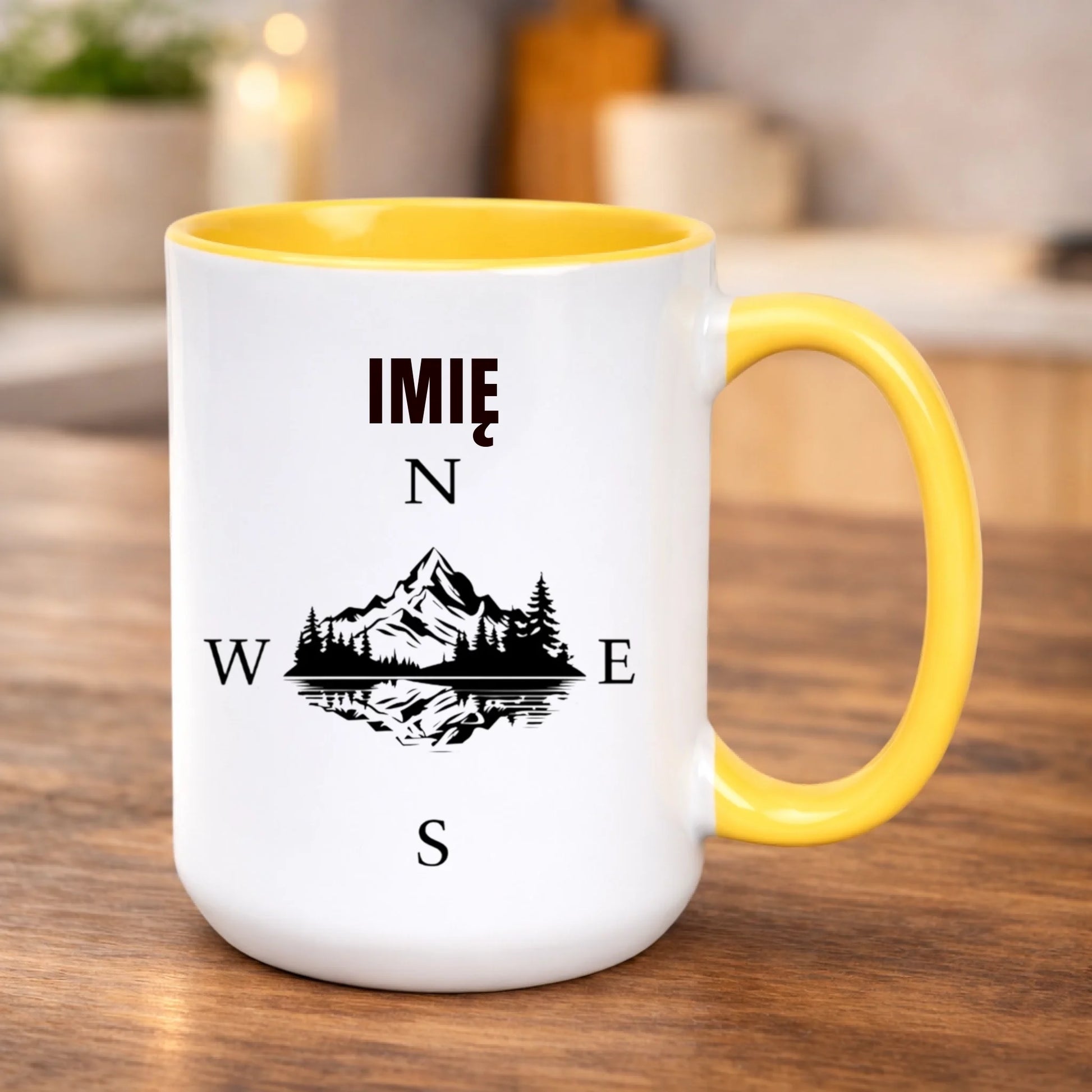 kubek z własnym nadrukiem 440ml personalizowane prezenty pl żółty