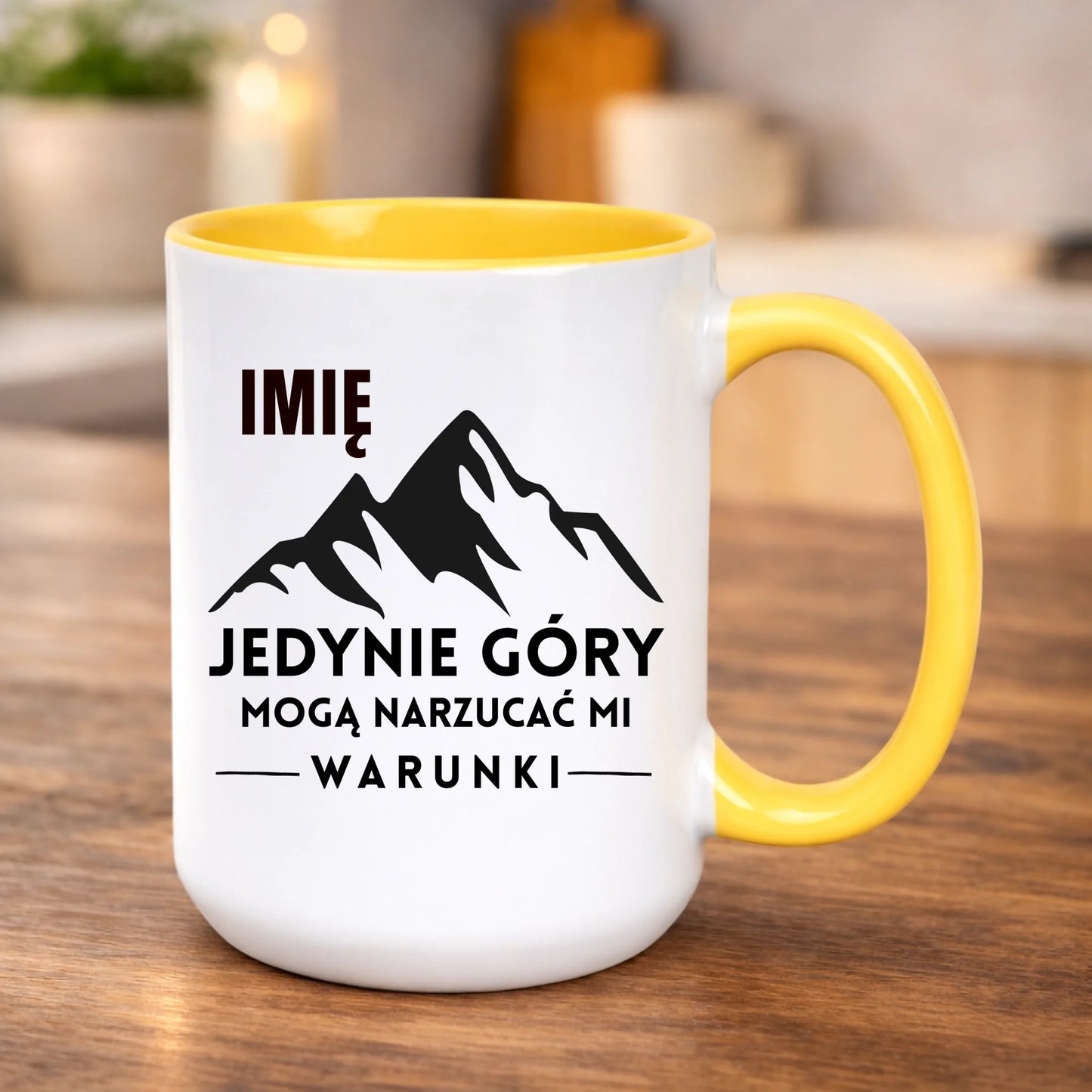 kubek z własnym nadrukiem 440ml personalizowane prezenty pl żółty
