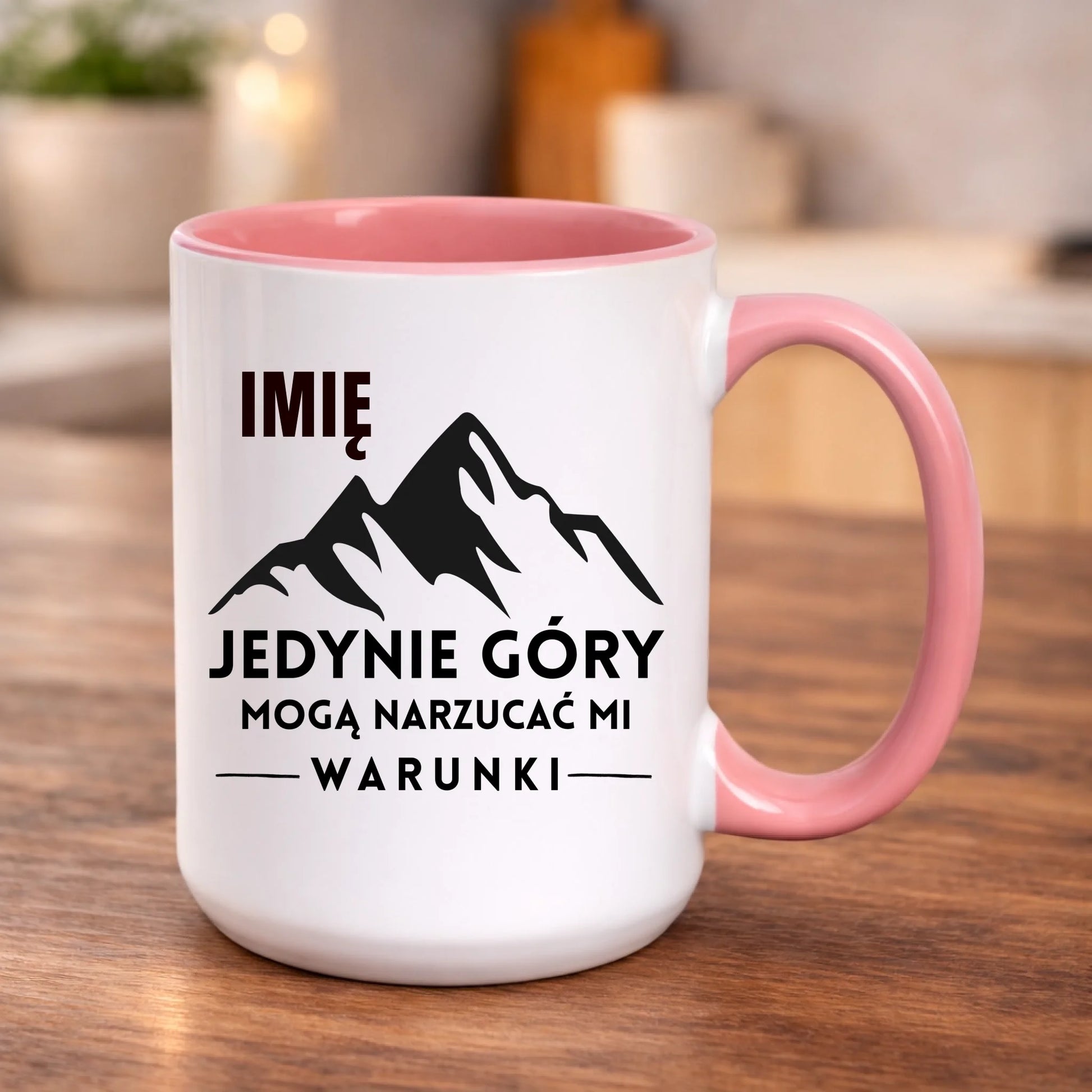kubek z własnym nadrukiem 440ml personalizowane prezenty pl różowy