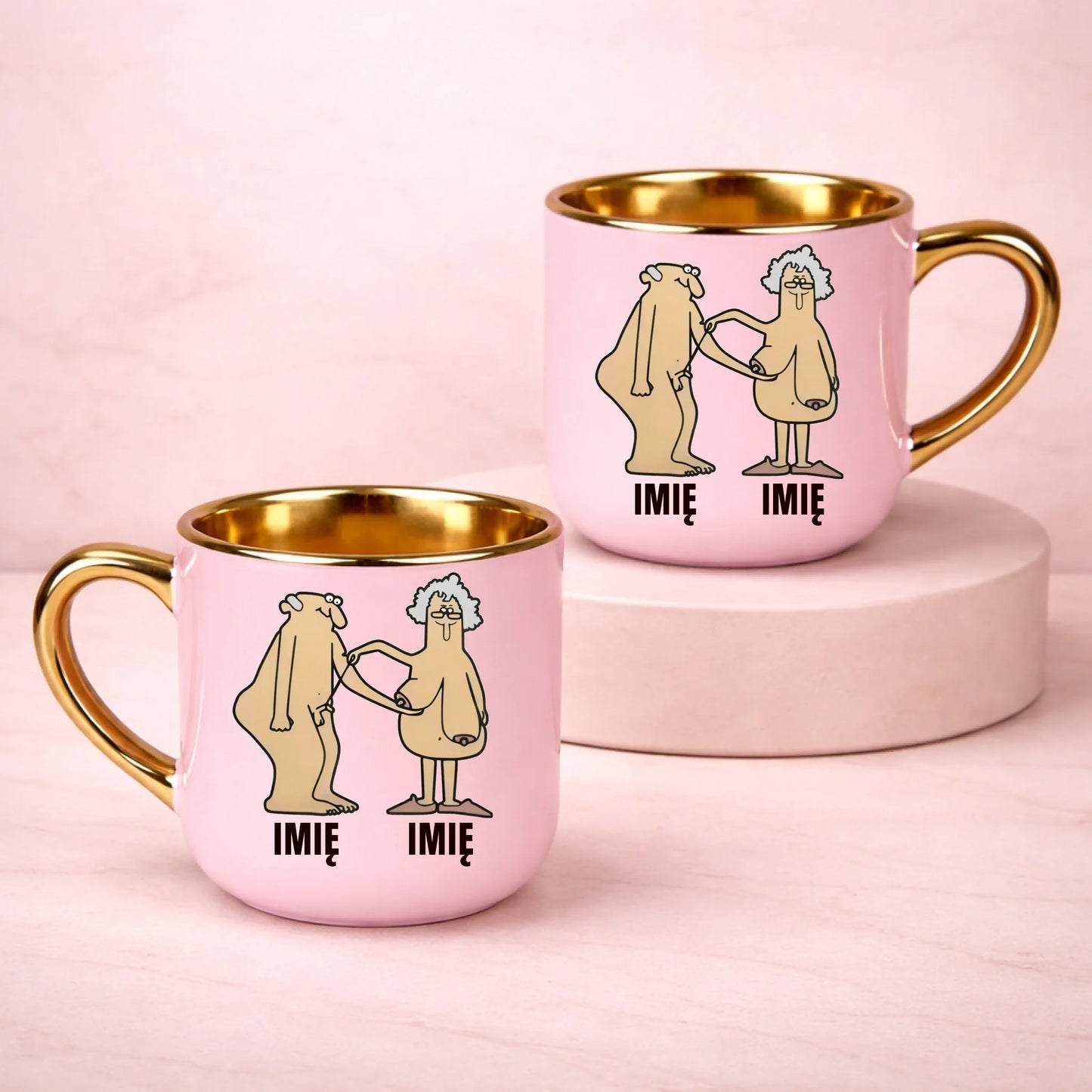 kubek z własnym nadrukiem 400ml personalizowane prezenty pl różowy