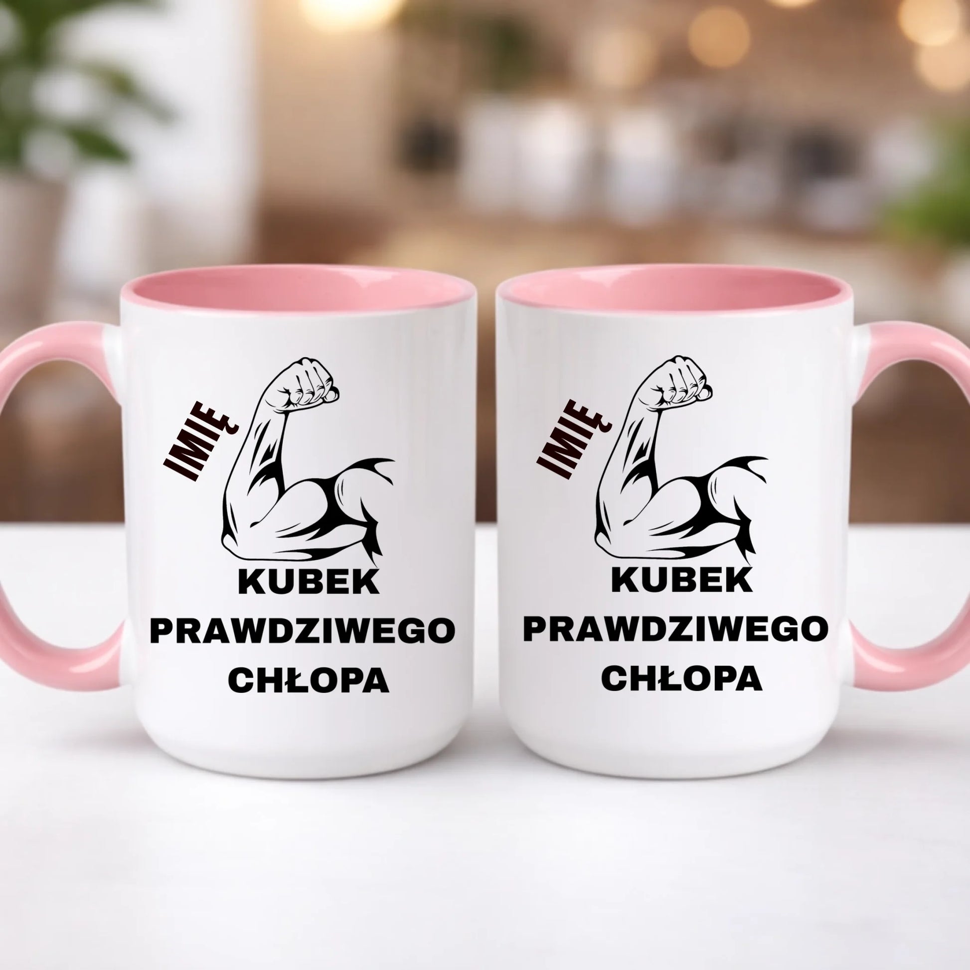 kubek z własnym nadrukiem 440ml personalizowane prezenty pl różowy