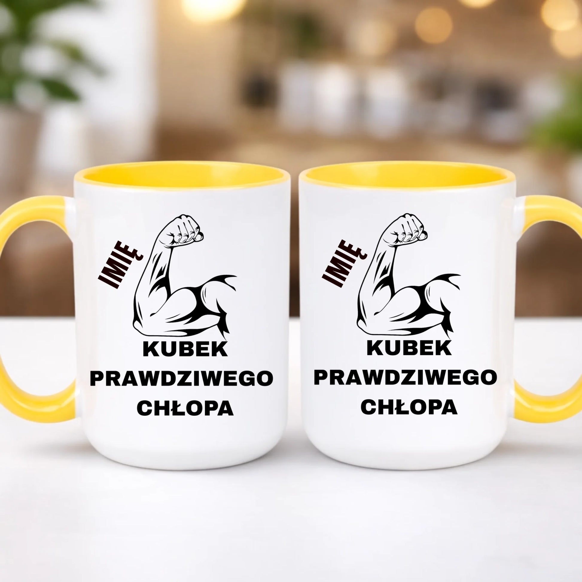 kubek z własnym nadrukiem 440ml personalizowane prezenty pl żółty