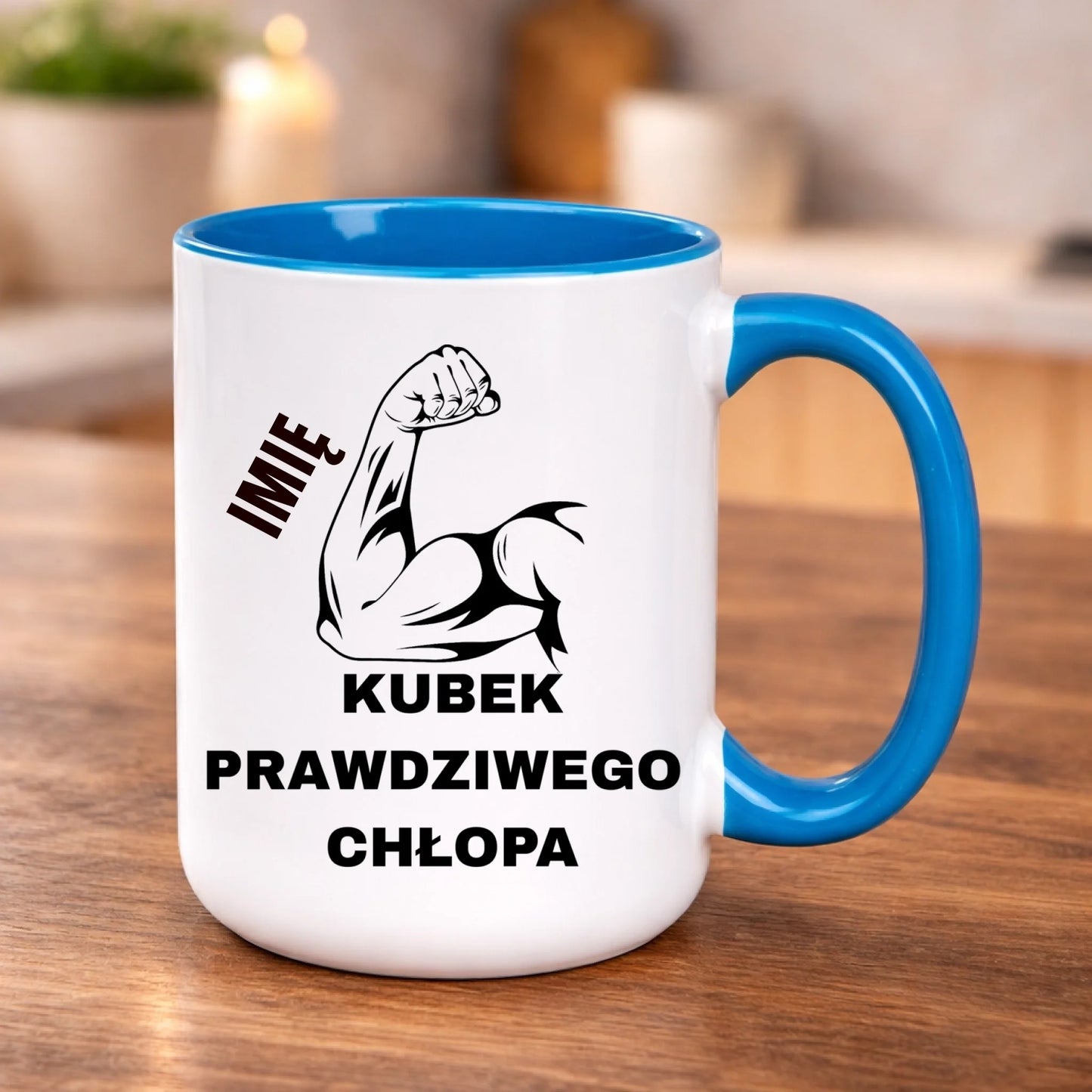 kubek z własnym nadrukiem 440ml personalizowane prezenty pl niebieski