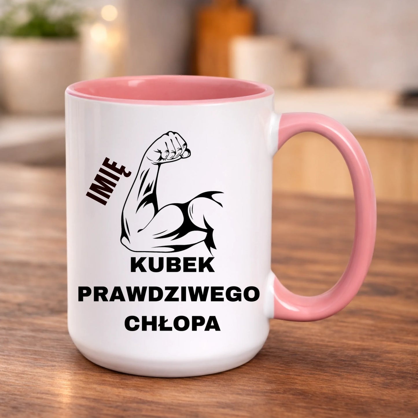 kubek z własnym nadrukiem 440ml personalizowane prezenty pl różowy