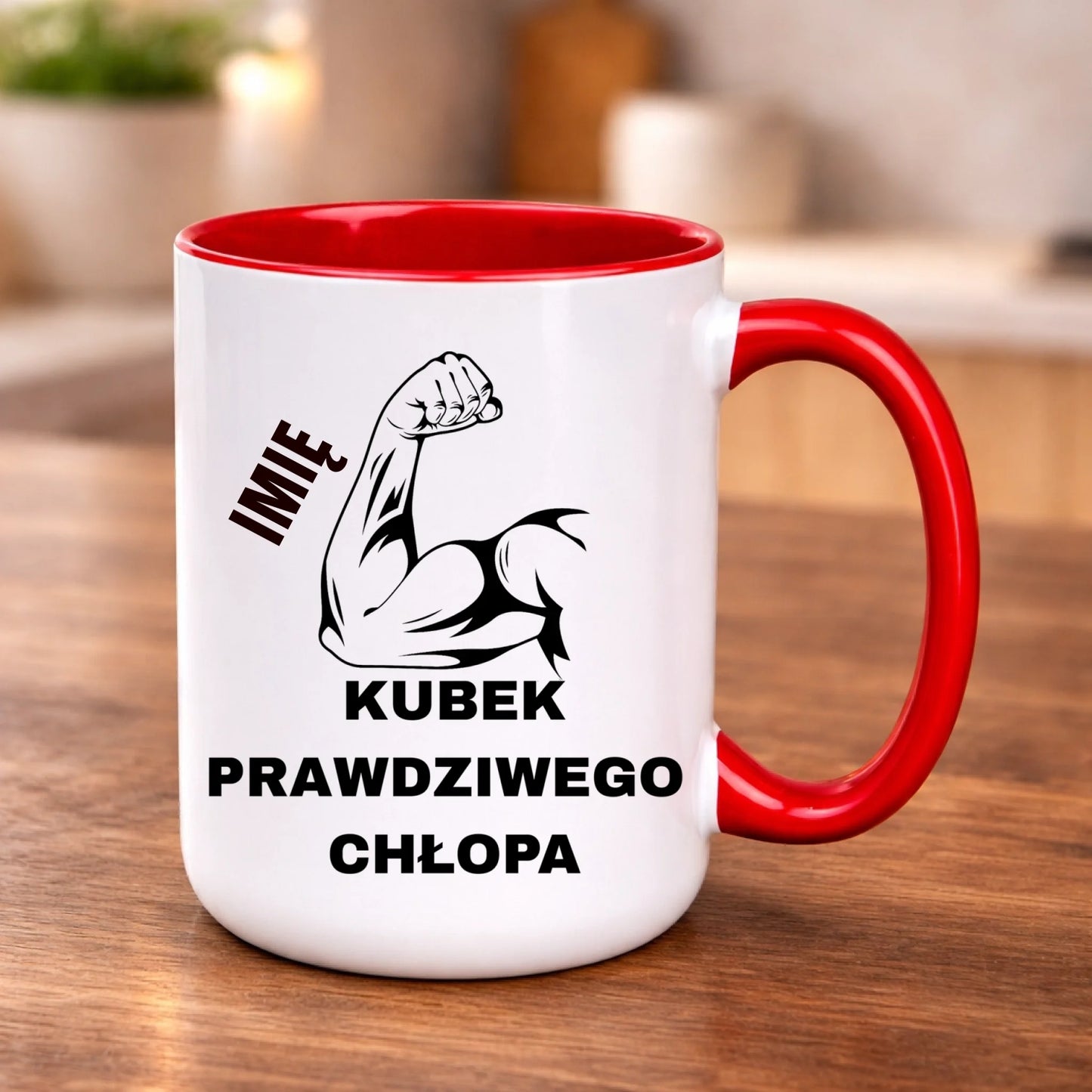 kubek z własnym nadrukiem 440ml personalizowane prezenty pl czerwony