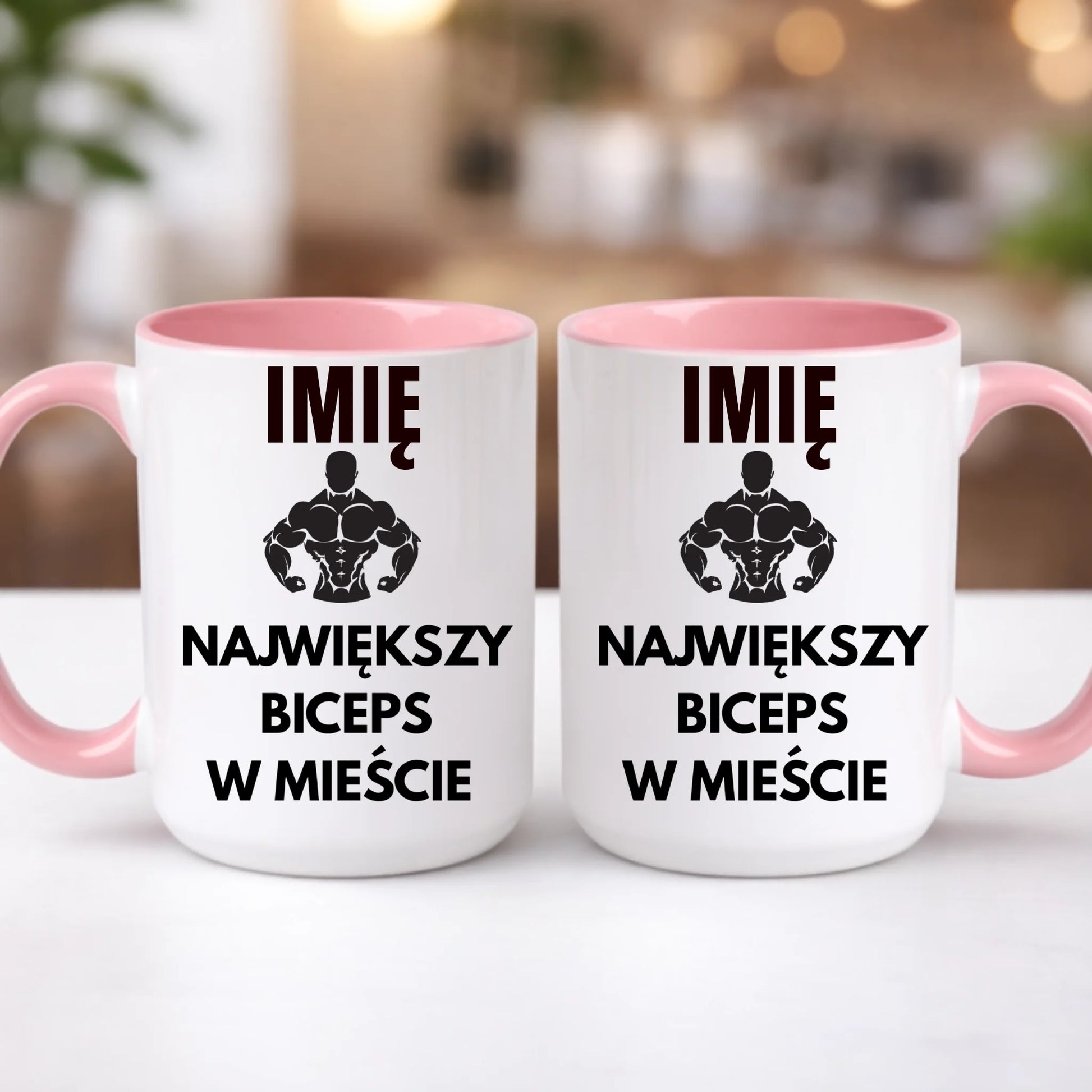 kubek z własnym nadrukiem 440ml personalizowane prezenty pl różowy