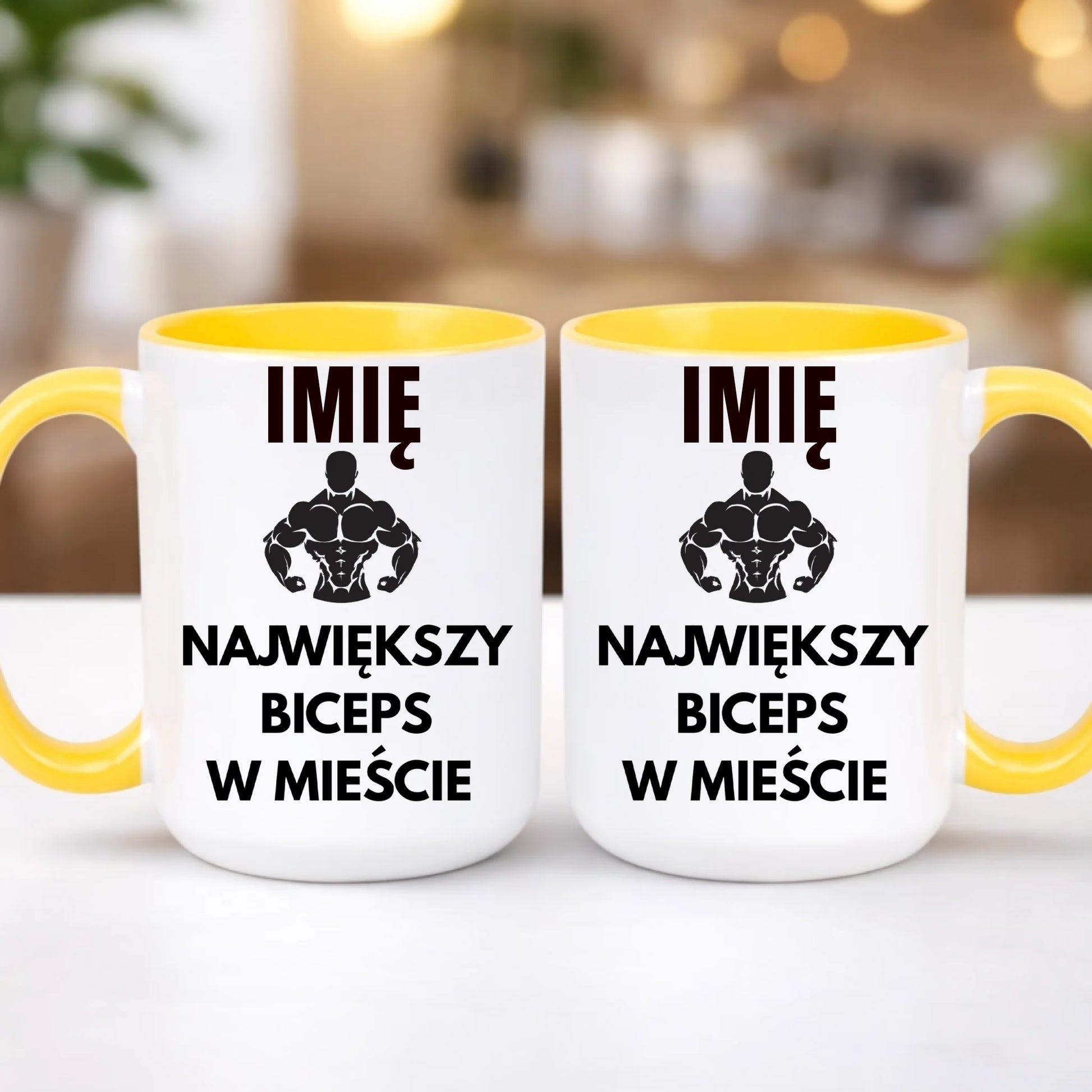 kubek z własnym nadrukiem 440ml personalizowane prezenty pl żółty