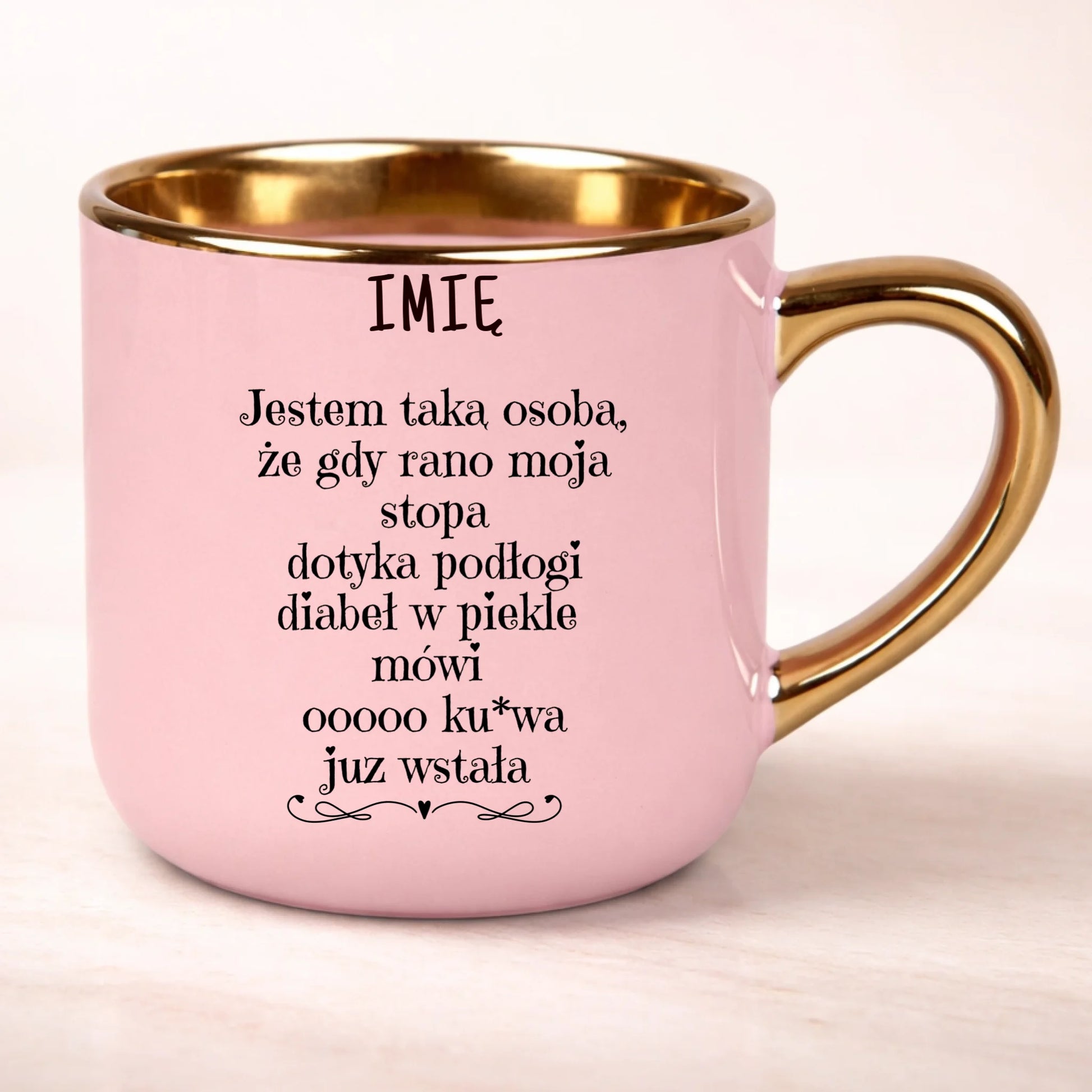 kubek personalizowany z nadrukiem 400ml rozowy