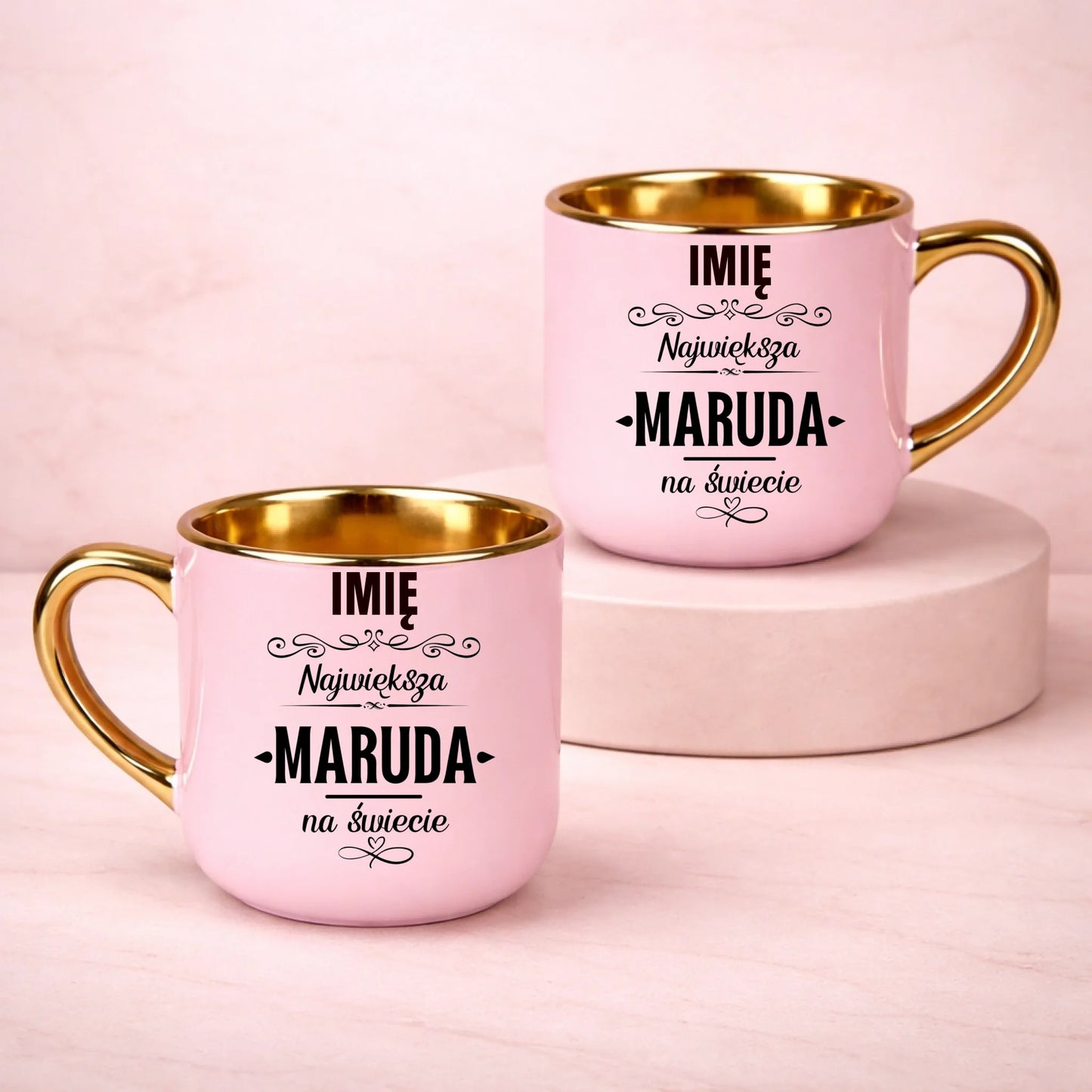 kubek z własnym nadrukiem 400ml personalizowane prezenty pl różowy