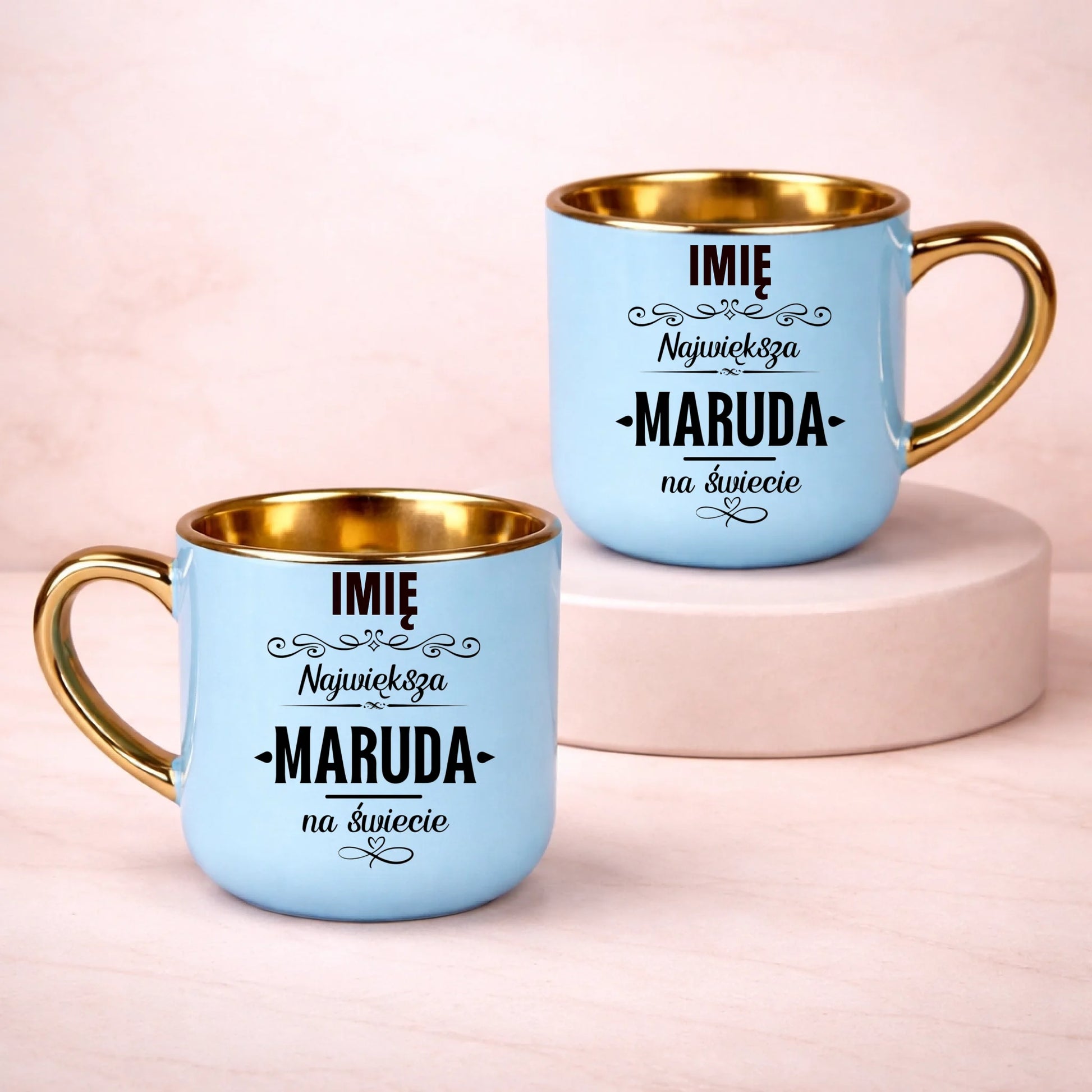 kubek z własnym nadrukiem 400ml personalizowane prezenty pl niebieski