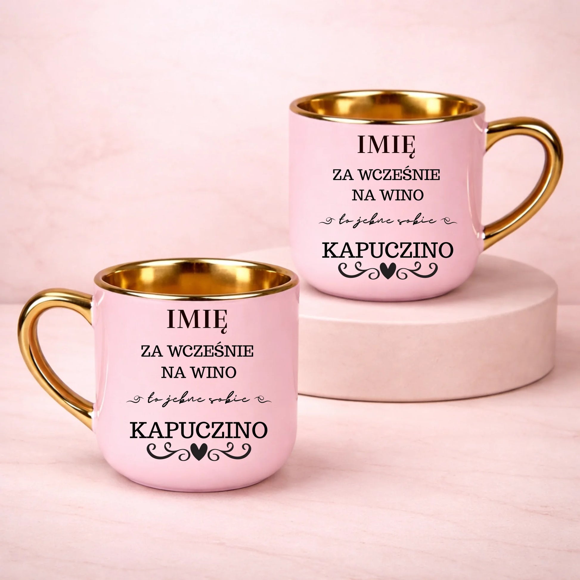 kubek z własnym nadrukiem 400ml personalizowane prezenty pl różowy