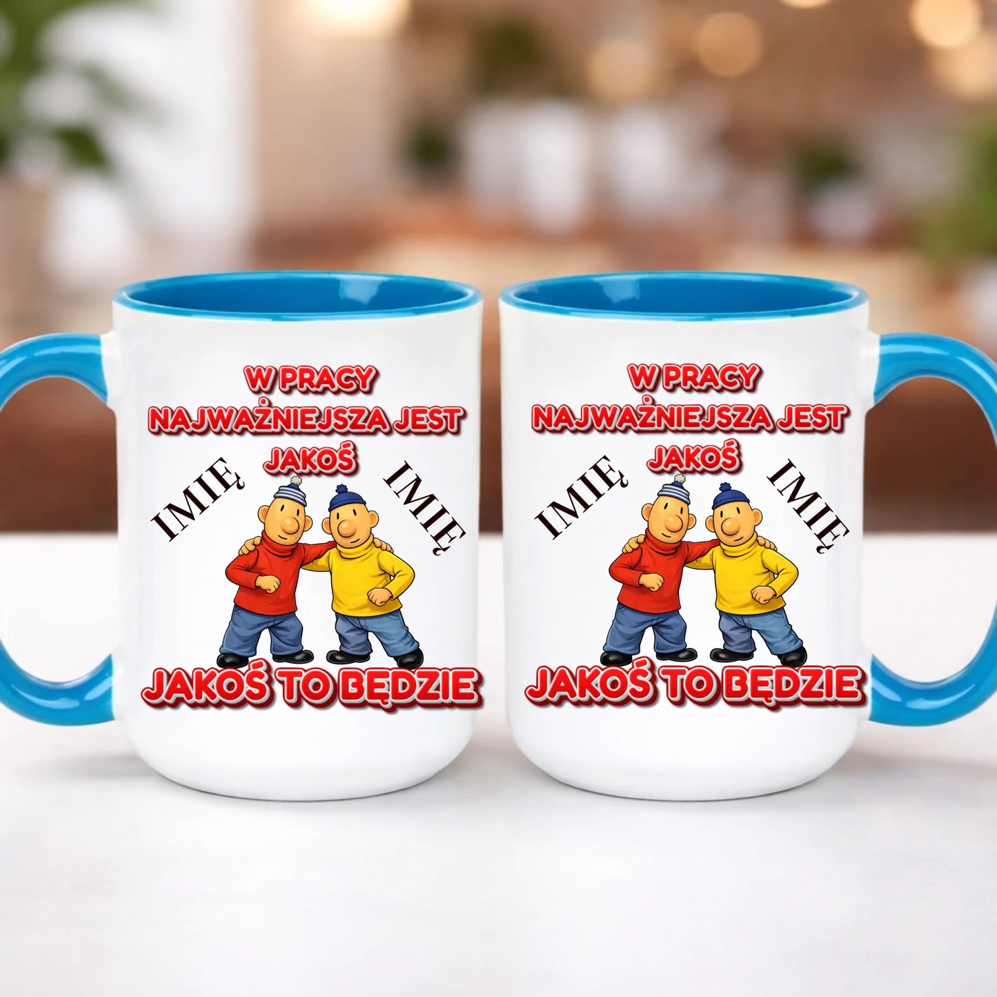 kubek z własnym nadrukiem 440ml personalizowane prezenty pl niebieski