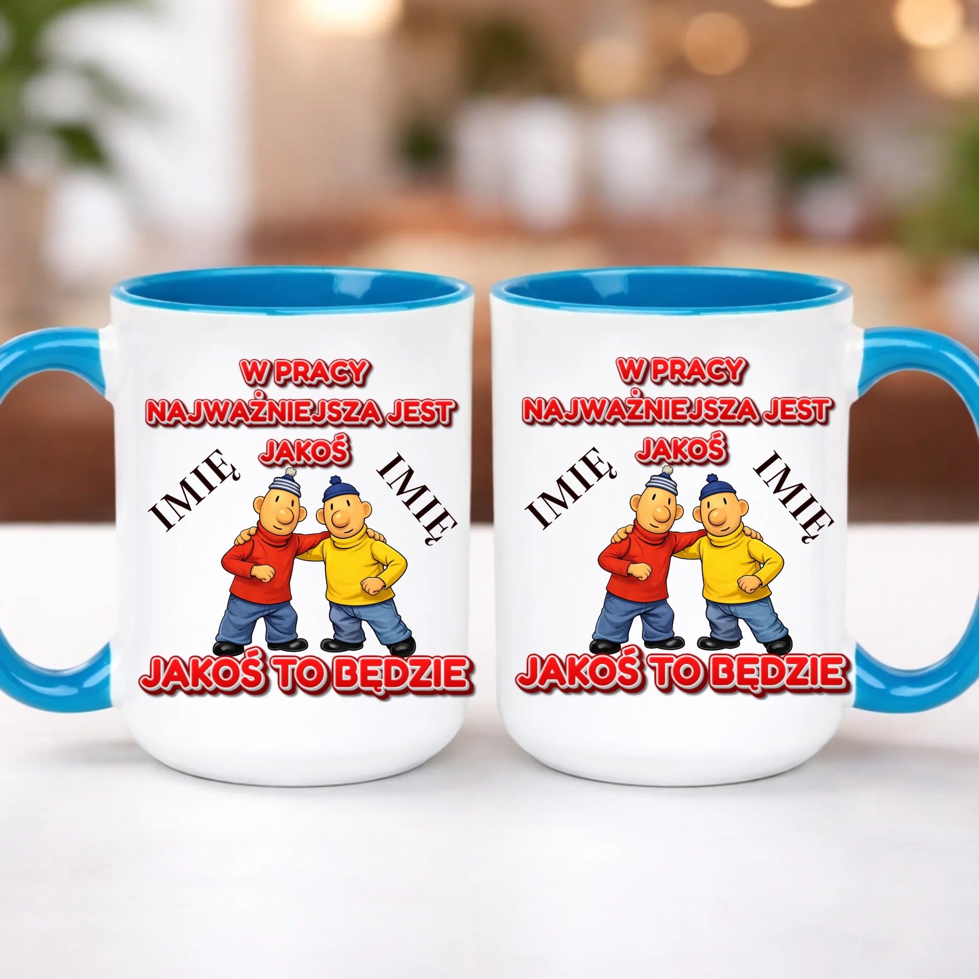kubek z własnym nadrukiem 440ml personalizowane prezenty pl niebieski