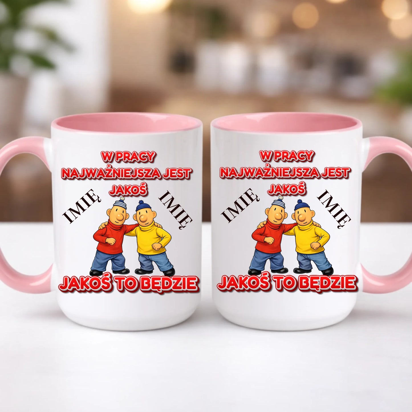 kubek z własnym nadrukiem 440ml personalizowane prezenty pl różowy