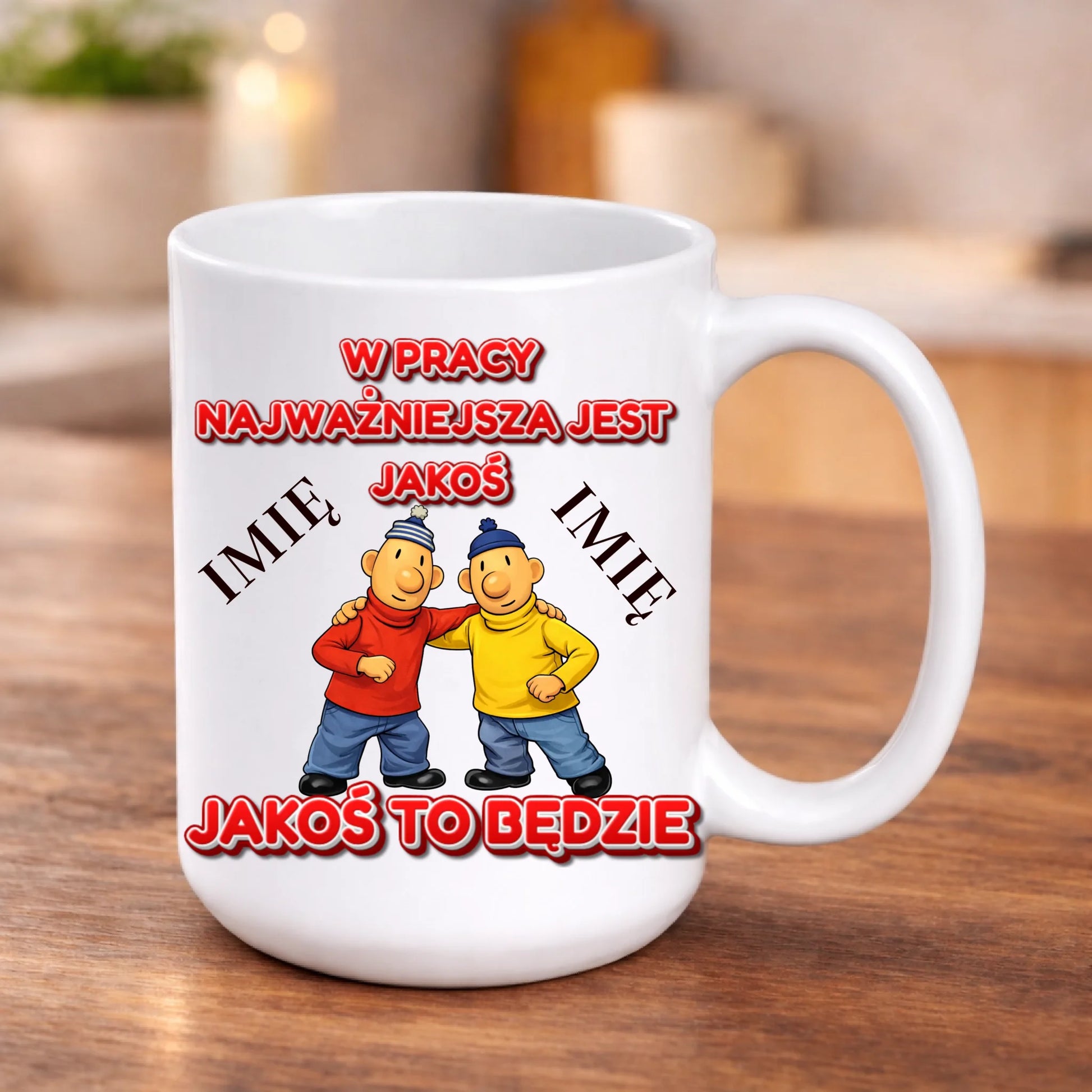 kubek z własnym nadrukiem 440ml personalizowane prezenty pl bialy