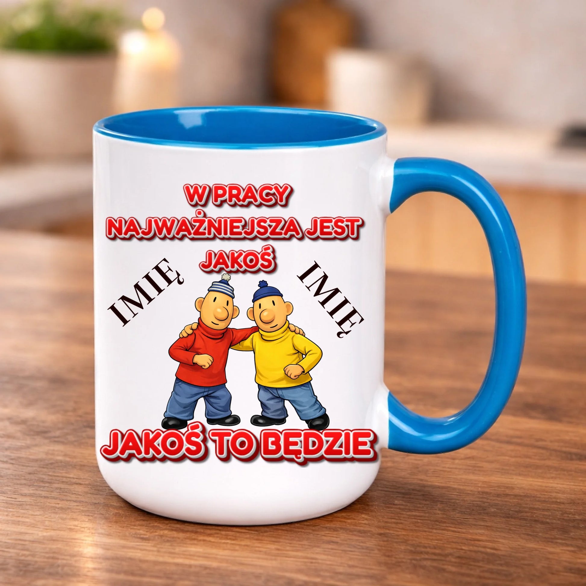 kubek z własnym nadrukiem 440ml personalizowane prezenty pl niebieski