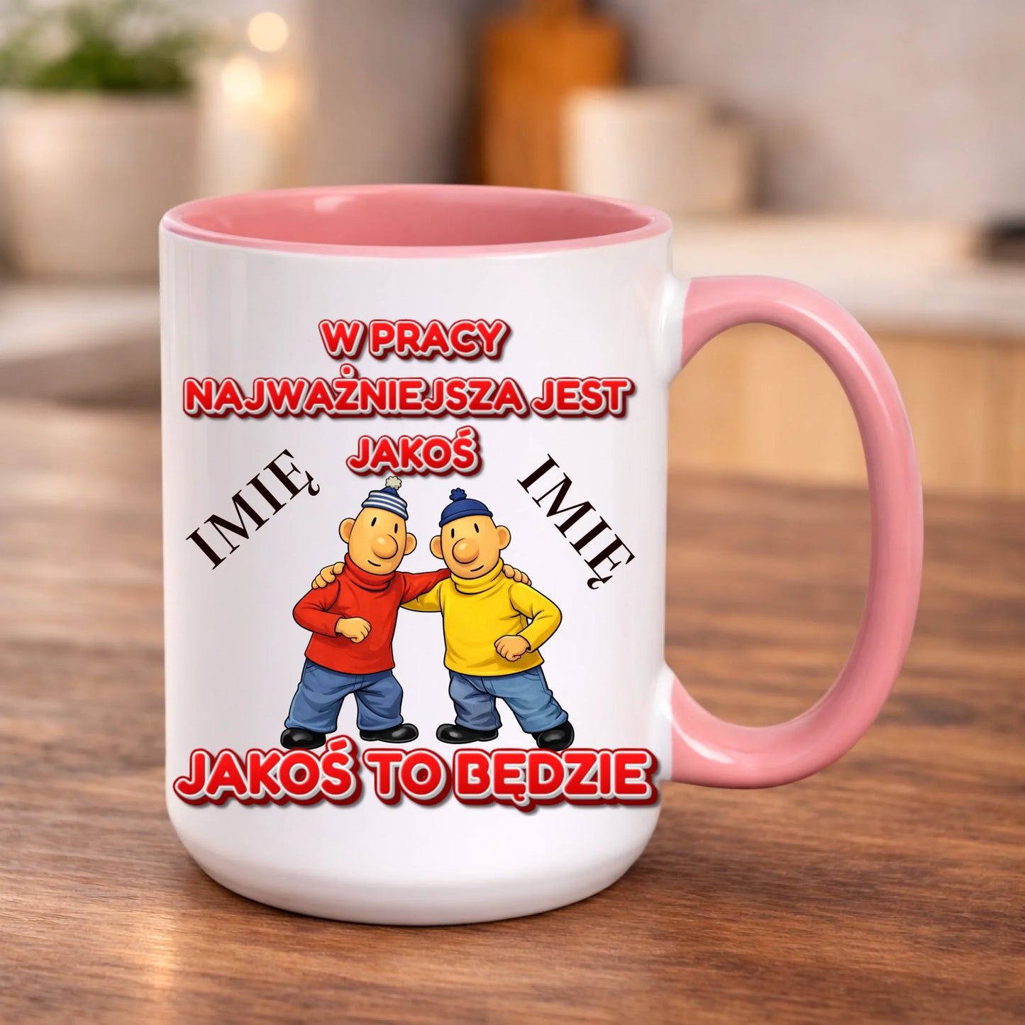 kubek z własnym nadrukiem 440ml personalizowane prezenty pl różowy