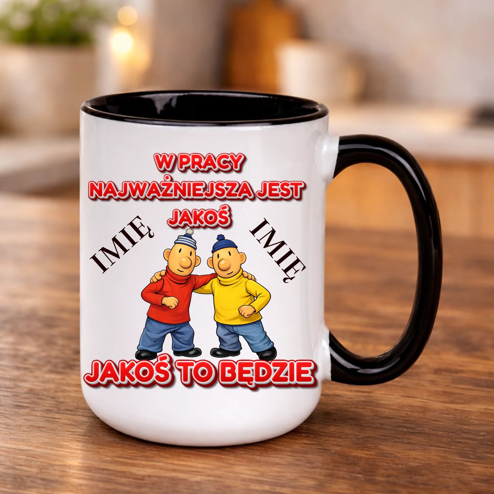 kubek z własnym nadrukiem 440ml personalizowane prezenty pl czarny