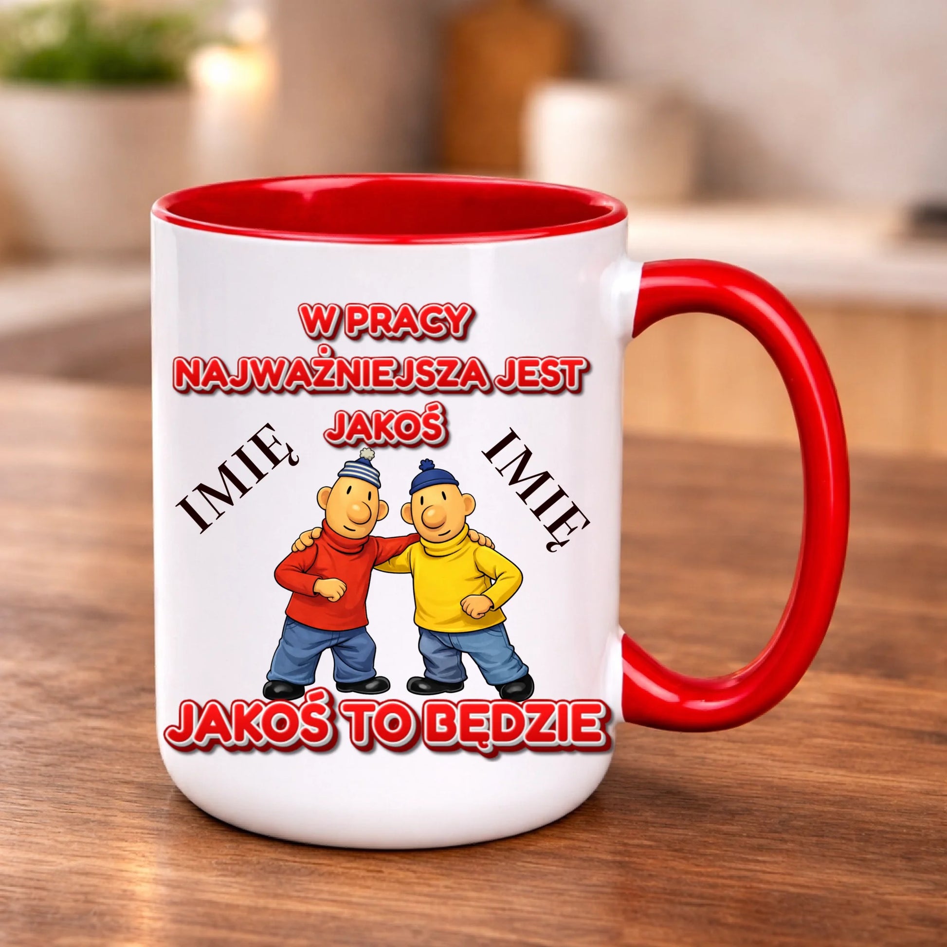 kubek z własnym nadrukiem 440ml personalizowane prezenty pl czerwony